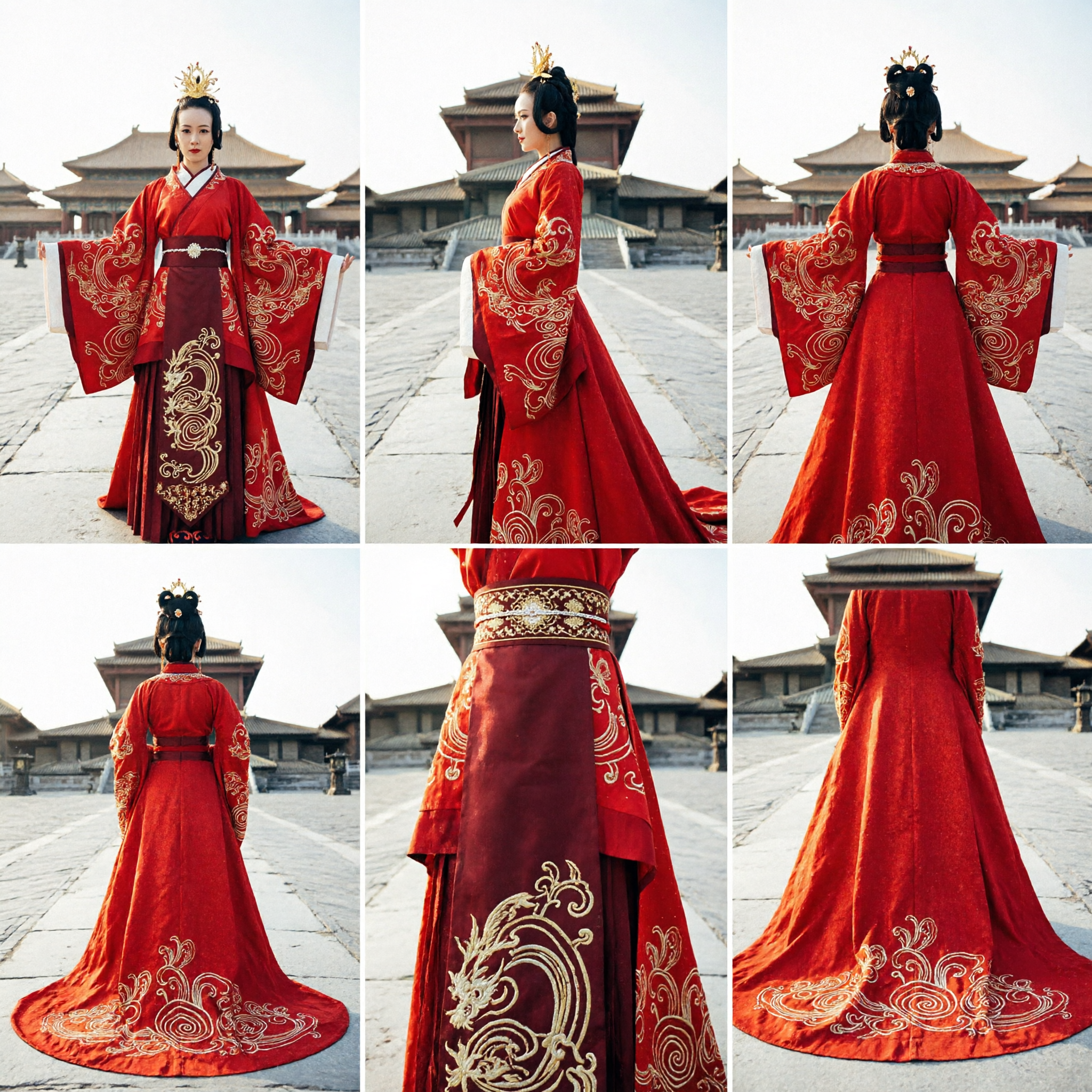 Women's Traditional Chinese Red Hanfu Wedding Dress Ancient Palace Embroidered Robe for Cosplay and Performance - Asian Costume