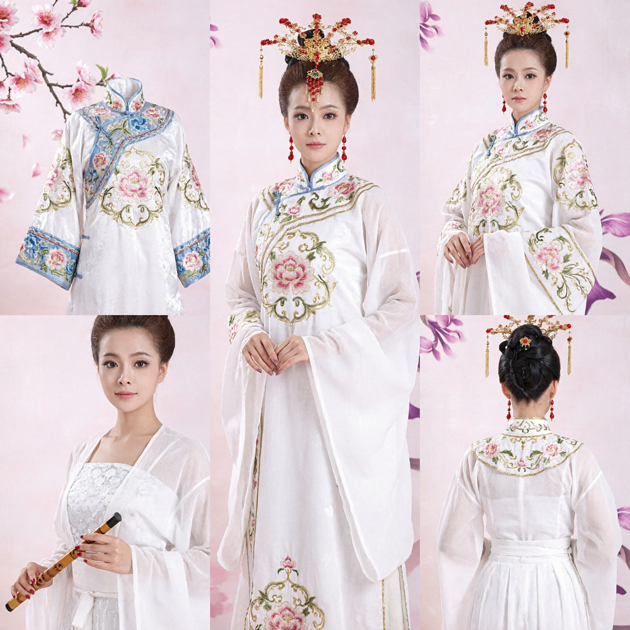 Traditional Chinese Ancient Fairy Princess Costume Complete Set White Hanfu Dress with Headdress for Women - Asian Costume
