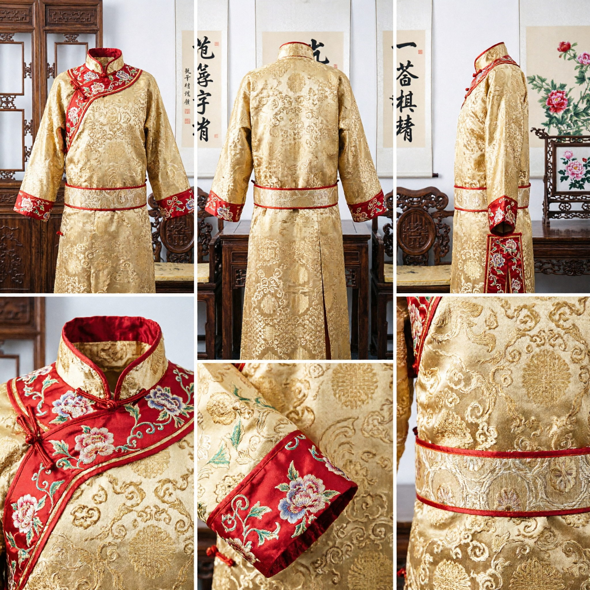 Traditional Chinese Qing Dynasty Emperor Golden Robe Ancient Imperial Costume for Men Cosplay Performance - Asian Costume