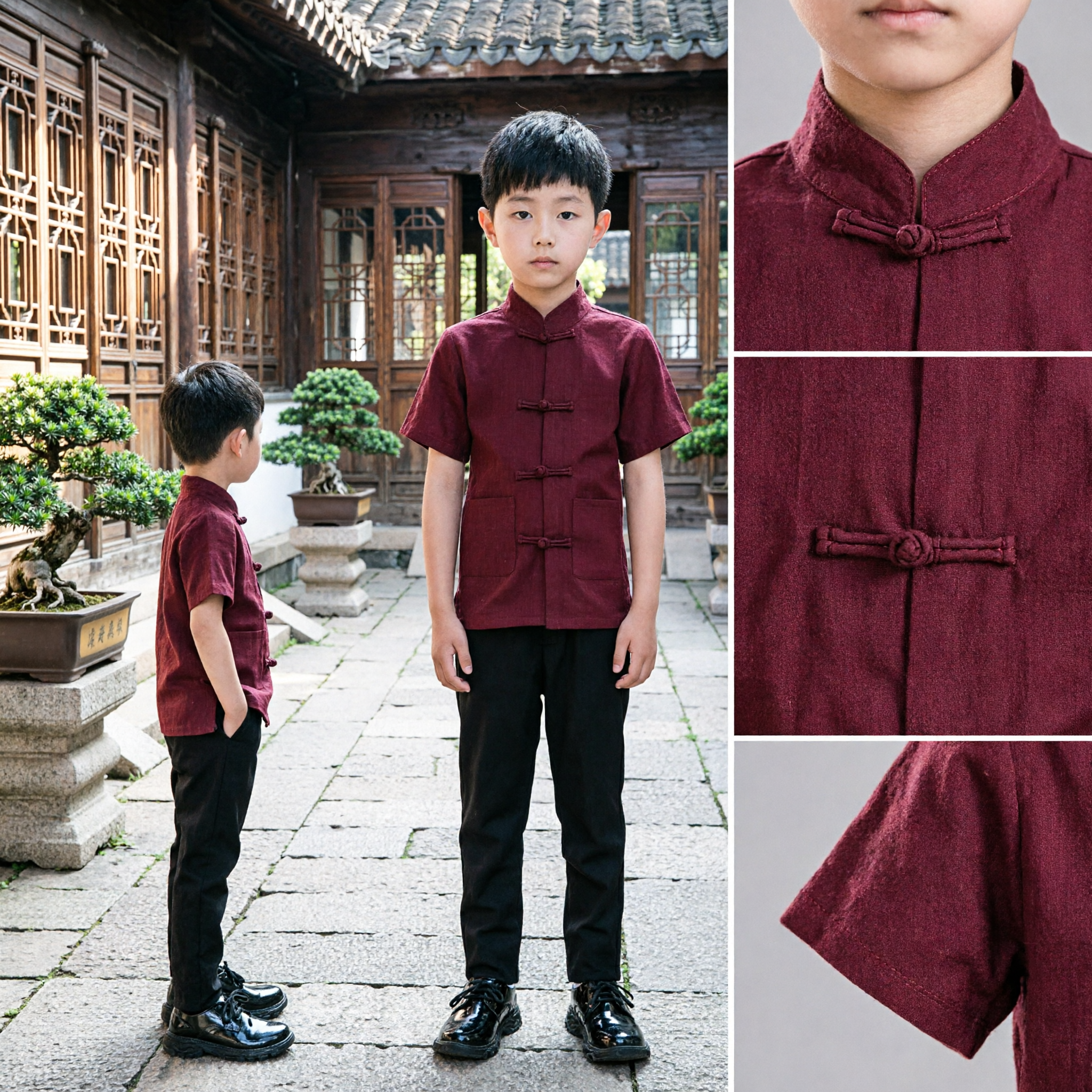 Boys Traditional Chinese Tang Suit Outfit Kids Kung Fu Shirt Pants Set for Wedding Festival - Asian Costume