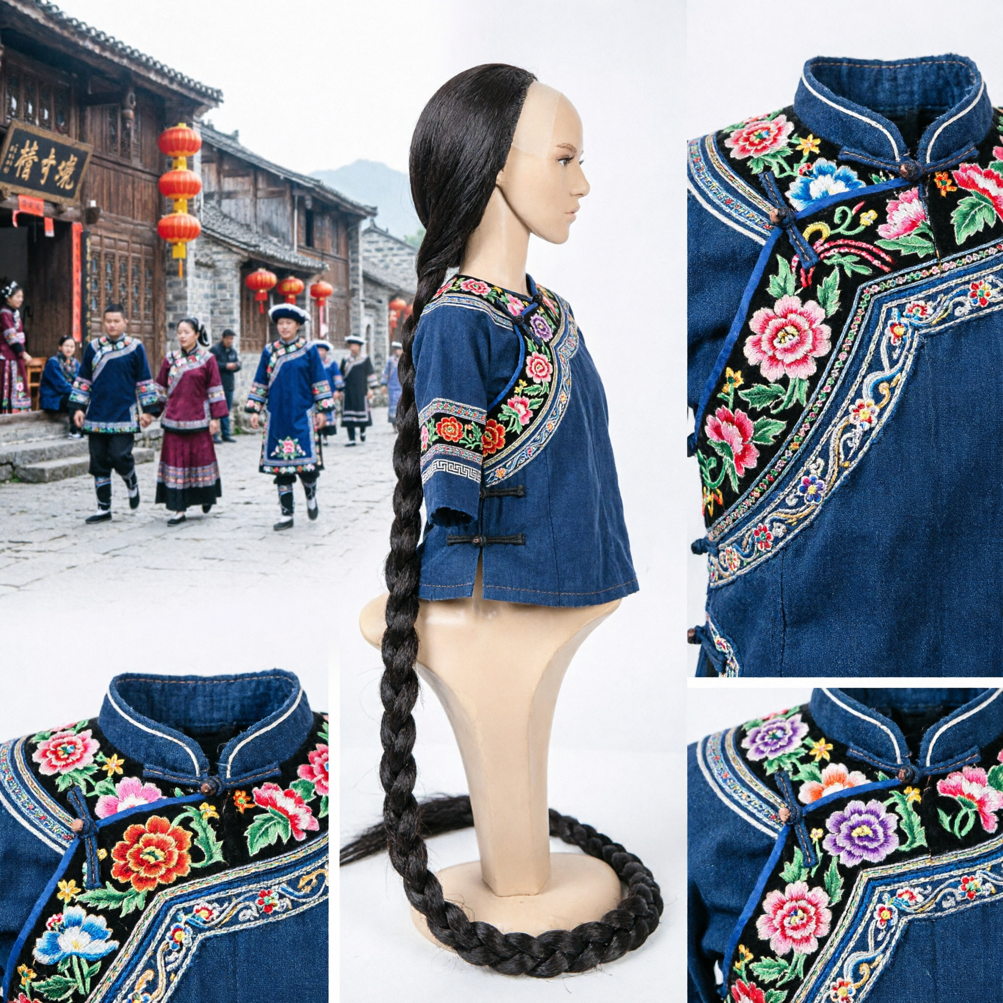 Ancient Chinese Long Black Braid Wig Hanfu Cosplay Hairpiece Traditional Costume Accessory for Women - Asian Costume