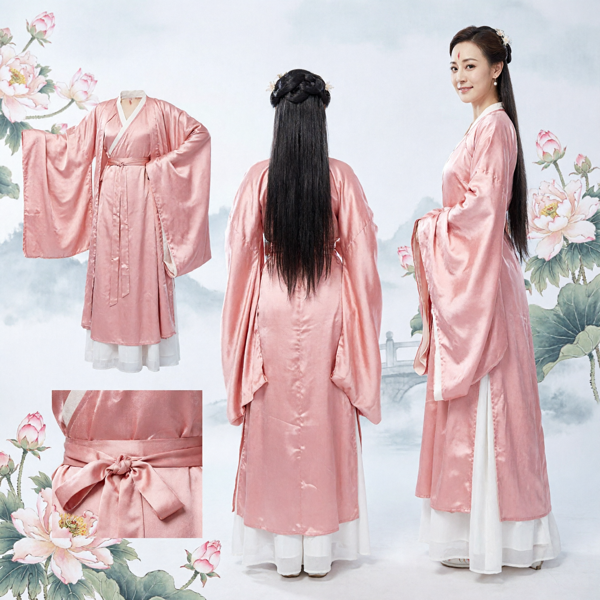 Elegant Pink Traditional Chinese Hanfu Costume Ancient Fairy Dress for Women Cosplay and Stage Performance - Asian Costume