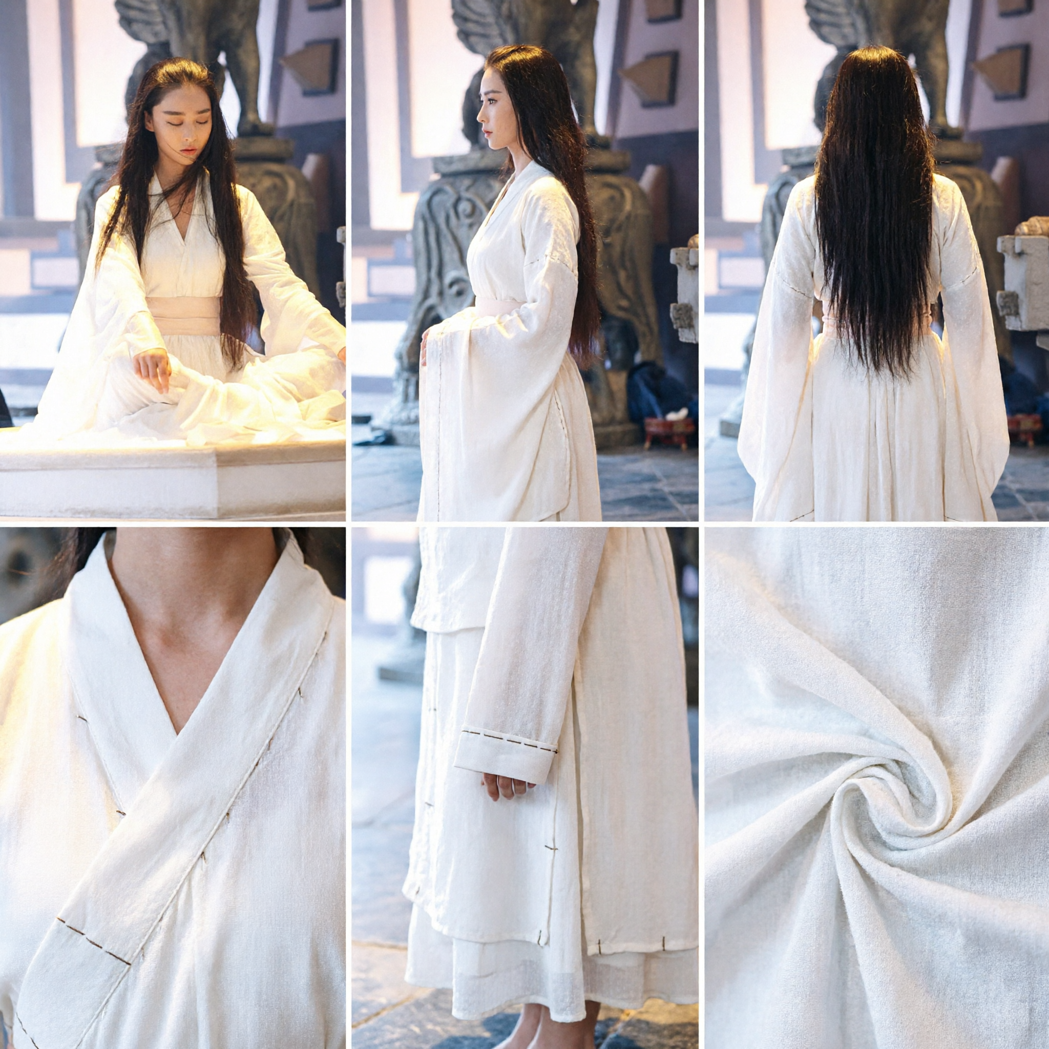 Traditional Chinese White Hanfu Ancient Wuxia Martial Arts Costume Women's Fairy Meditation Robe - Asian Costume