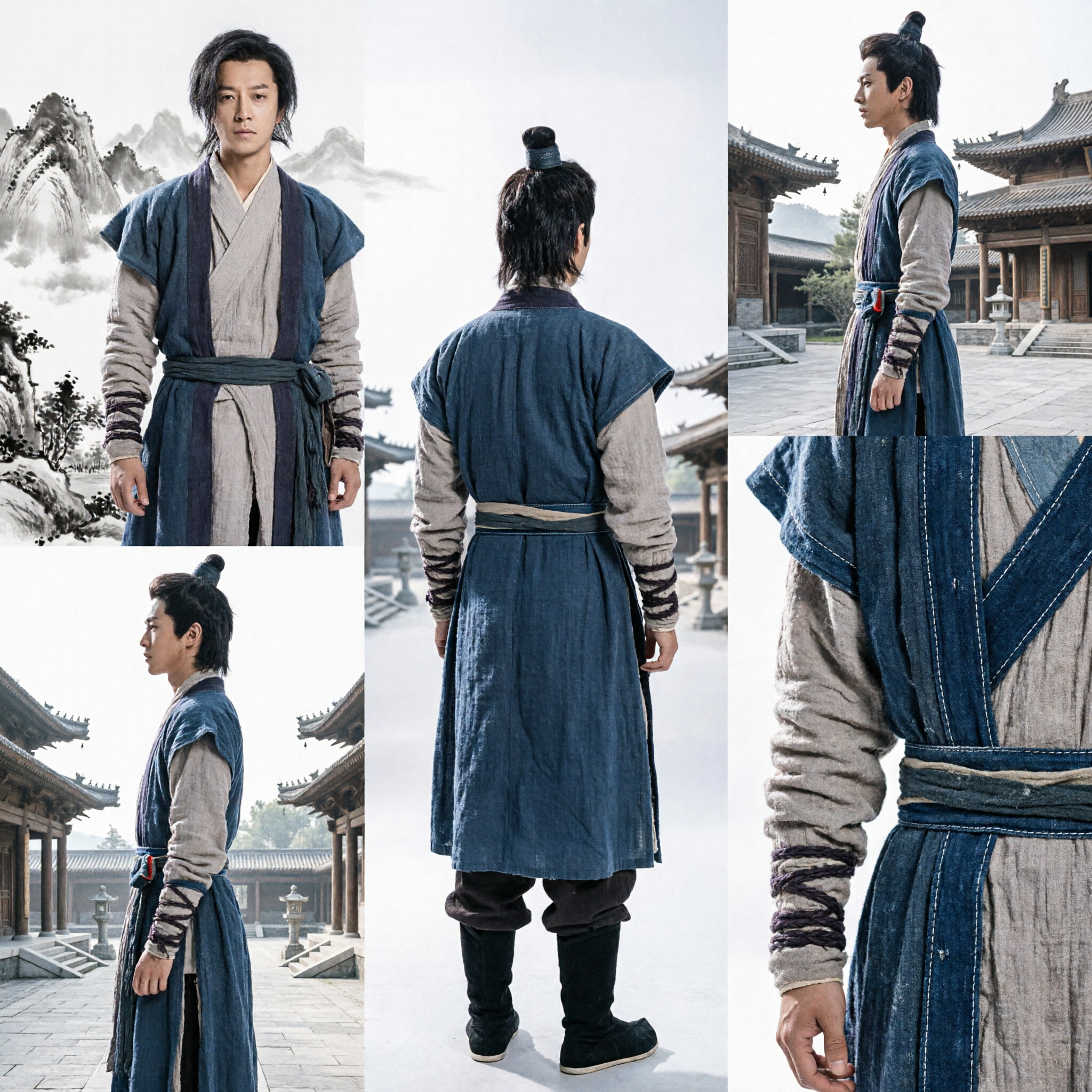 Men's Chinese Traditional Hanfu Wuxia Swordsman Costume Ancient Martial Arts Cosplay Outfit for Men - Asian Costume