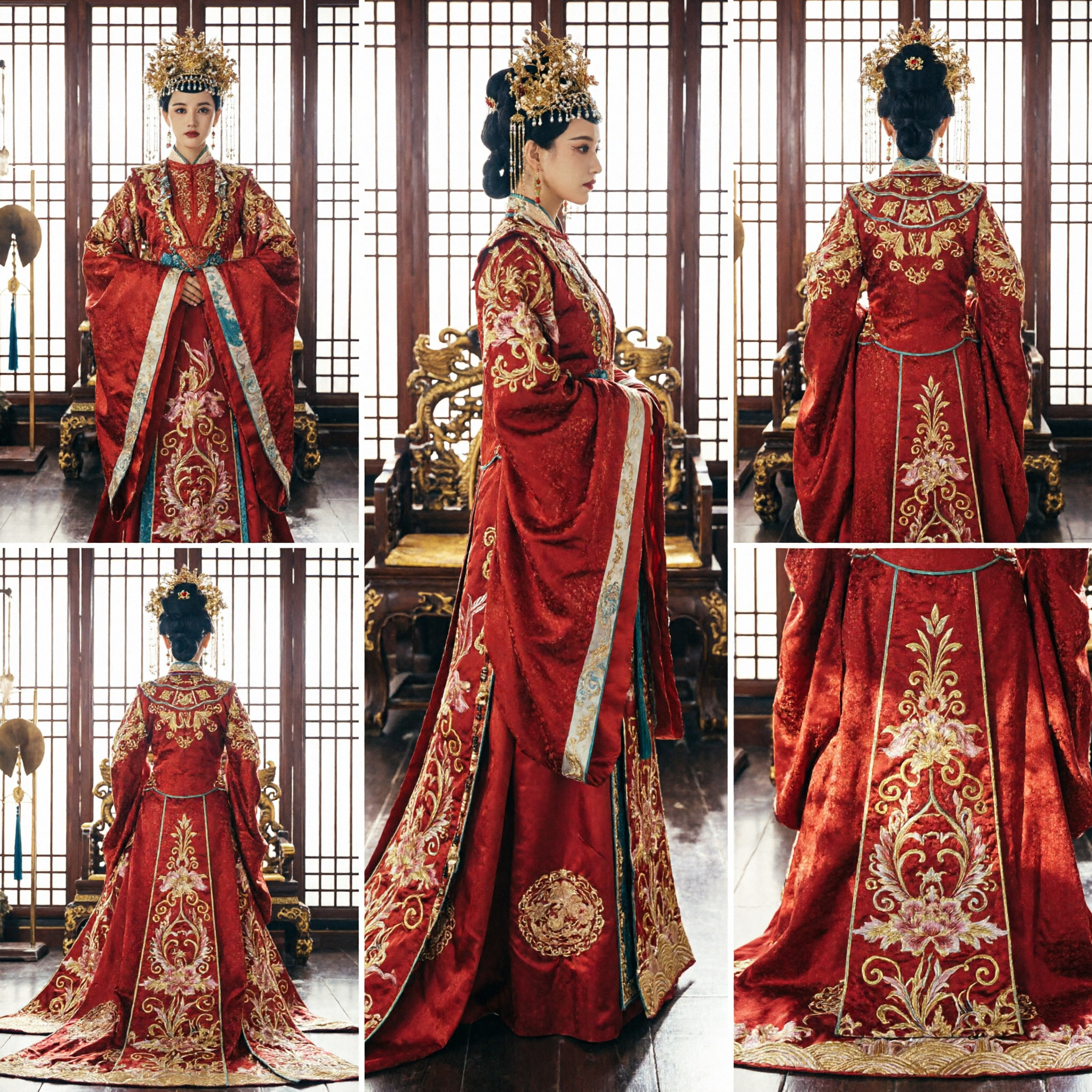 Ancient Chinese Tang Dynasty Empress Red Hanfu Costume Traditional Royal Wedding Dress for Women - Asian Costume