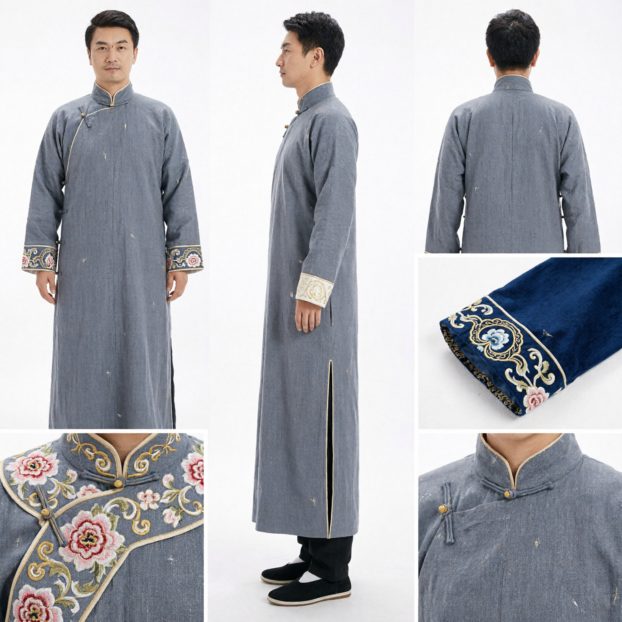 Traditional Chinese Family Portrait Clothing Set Father Changshan Mother Qipao Kids Tang Suits for Photoshoot - Asian Costume