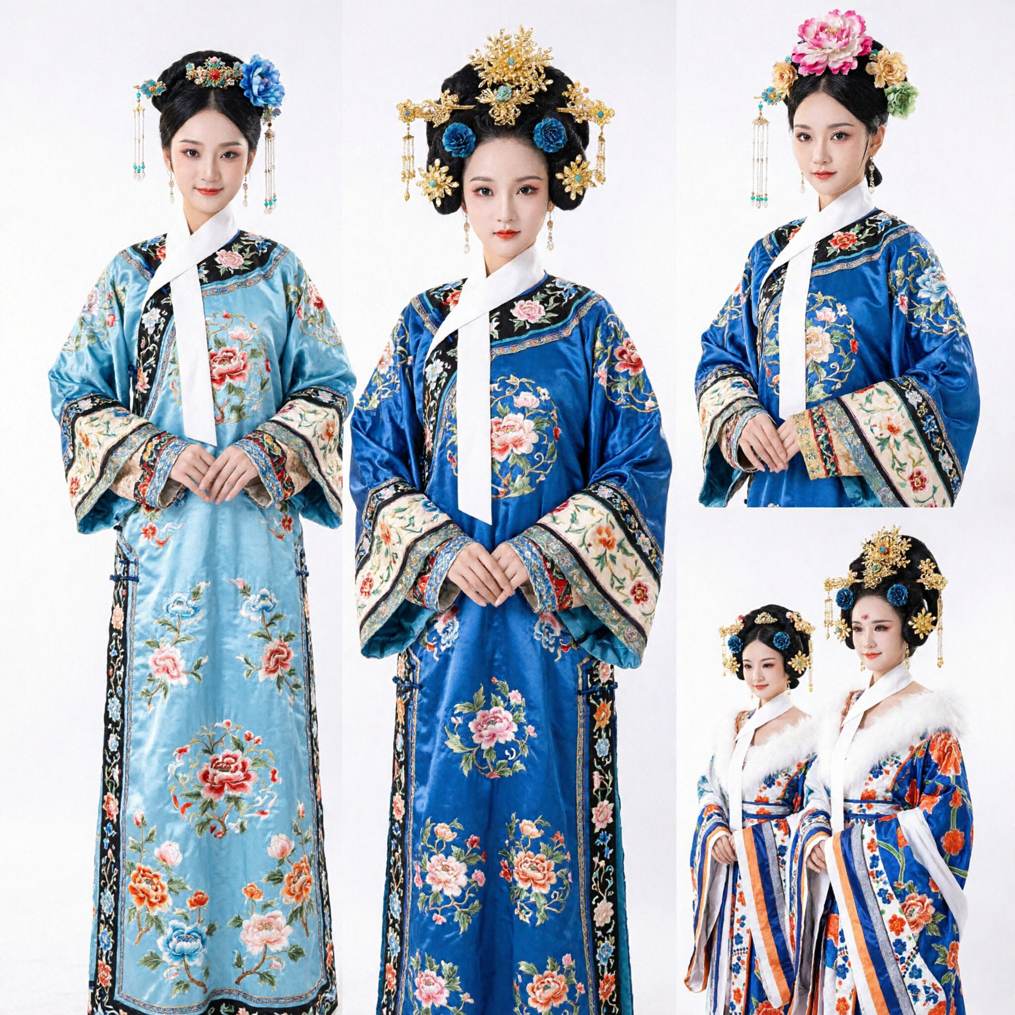 Chinese Traditional Tang Dynasty Hanfu Costume Ancient Palace Princess Dress Embroidered Fur Trim Clothing for Women - Asian Costume
