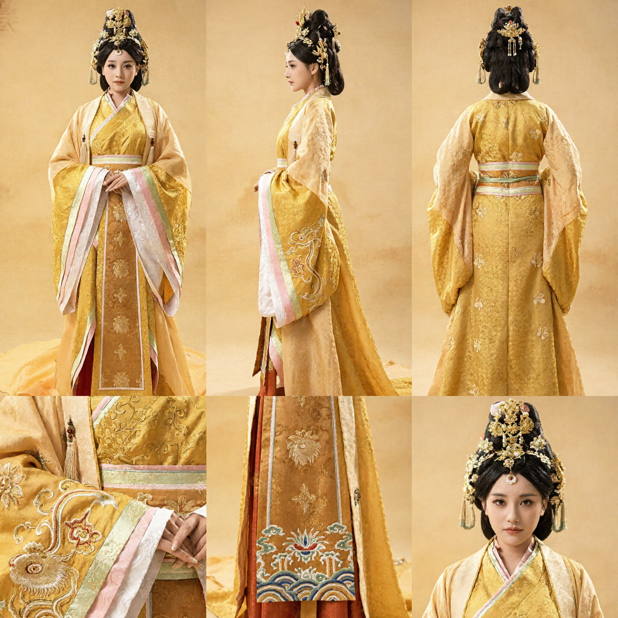 Women's Yellow Ancient Chinese Hanfu Tang Dynasty Imperial Concubine Costume Traditional Palace Dress for Cosplay - Asian Costume