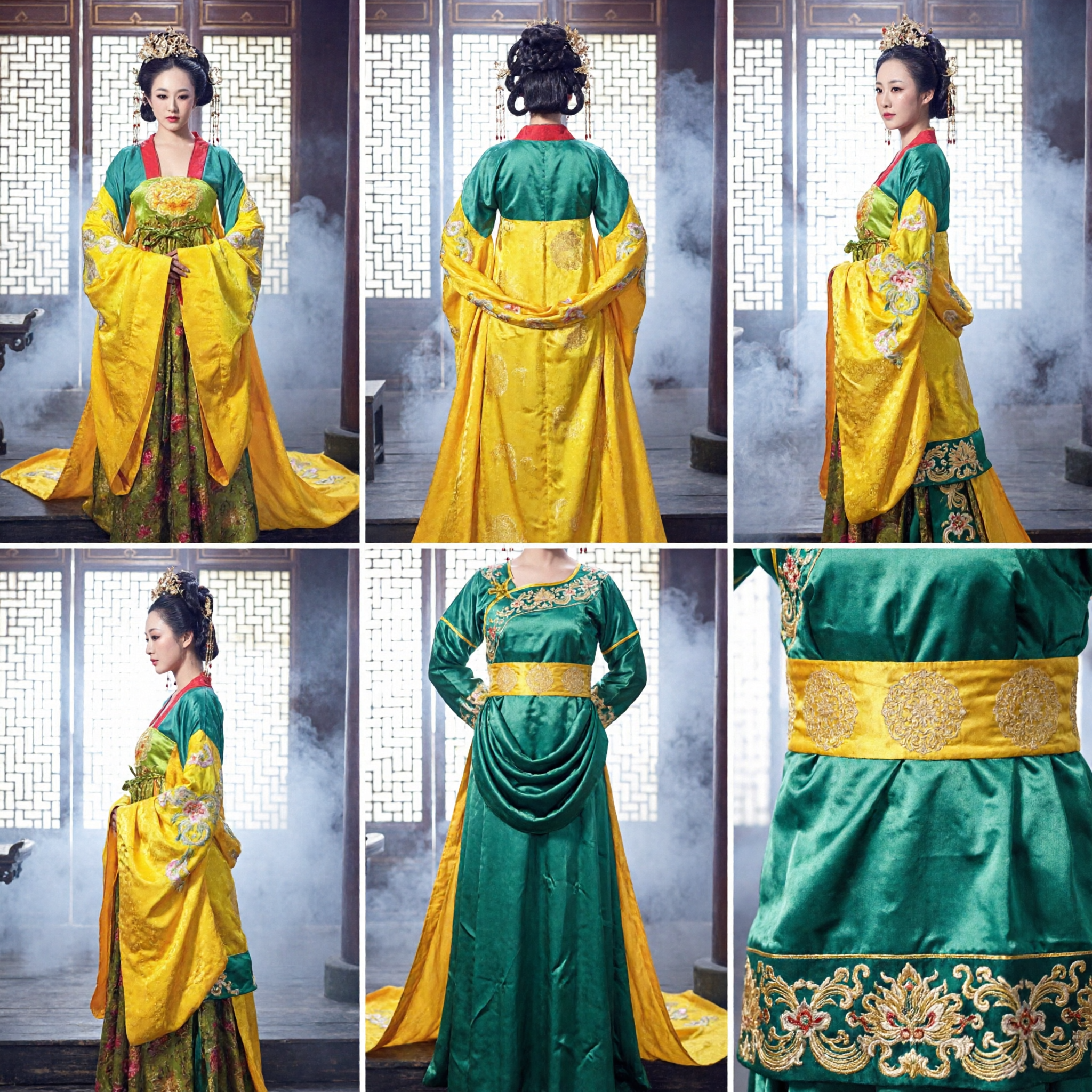 Chinese Traditional Tang Dynasty Princess Costume Yellow Hanfu Dress Ancient Palace Lady Outfit for Women - Asian Costume