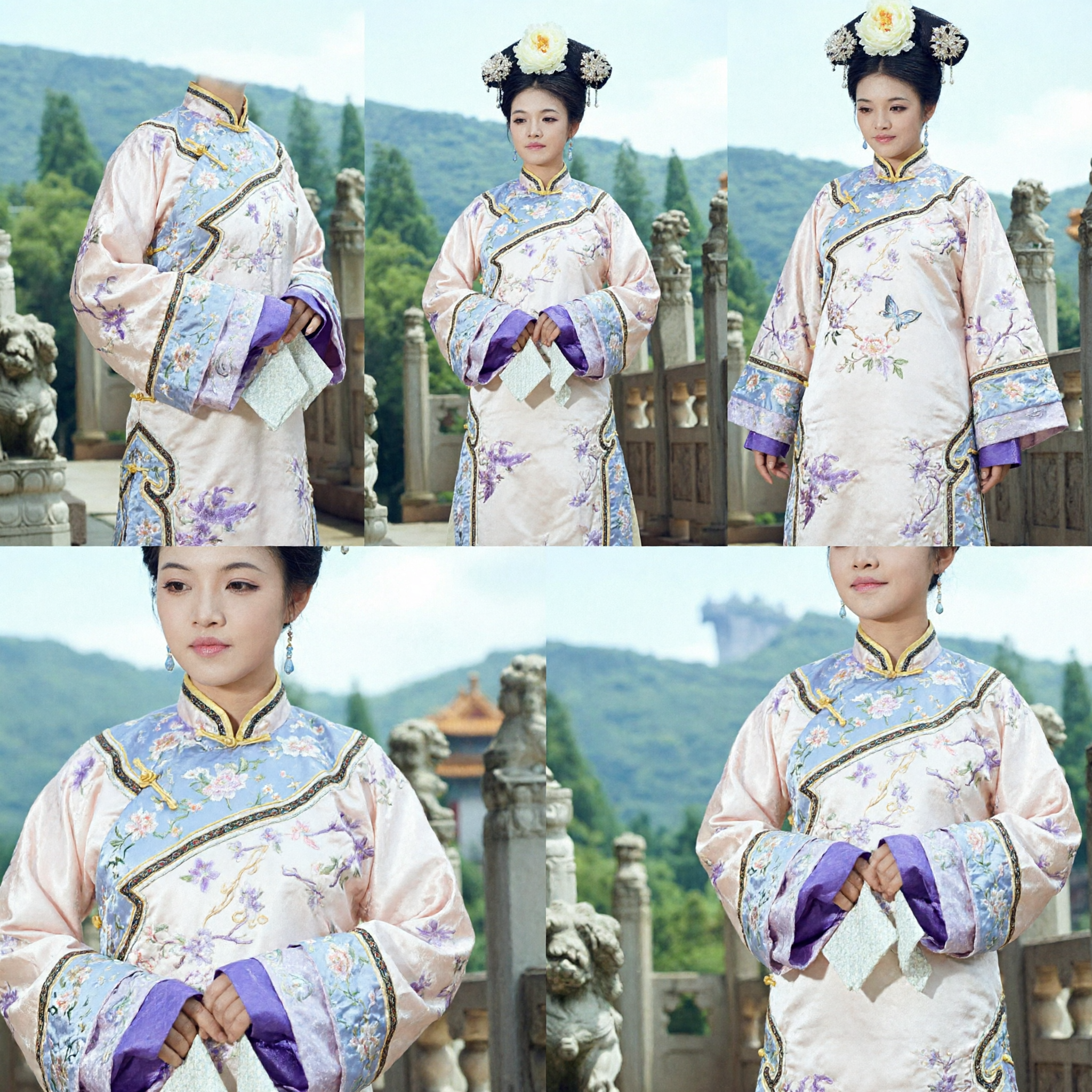 Traditional Chinese Qing Dynasty Palace Lady Costume Elegant Embroidered Manchu Dress for Women Historical Cosplay Photography - Asian Costume