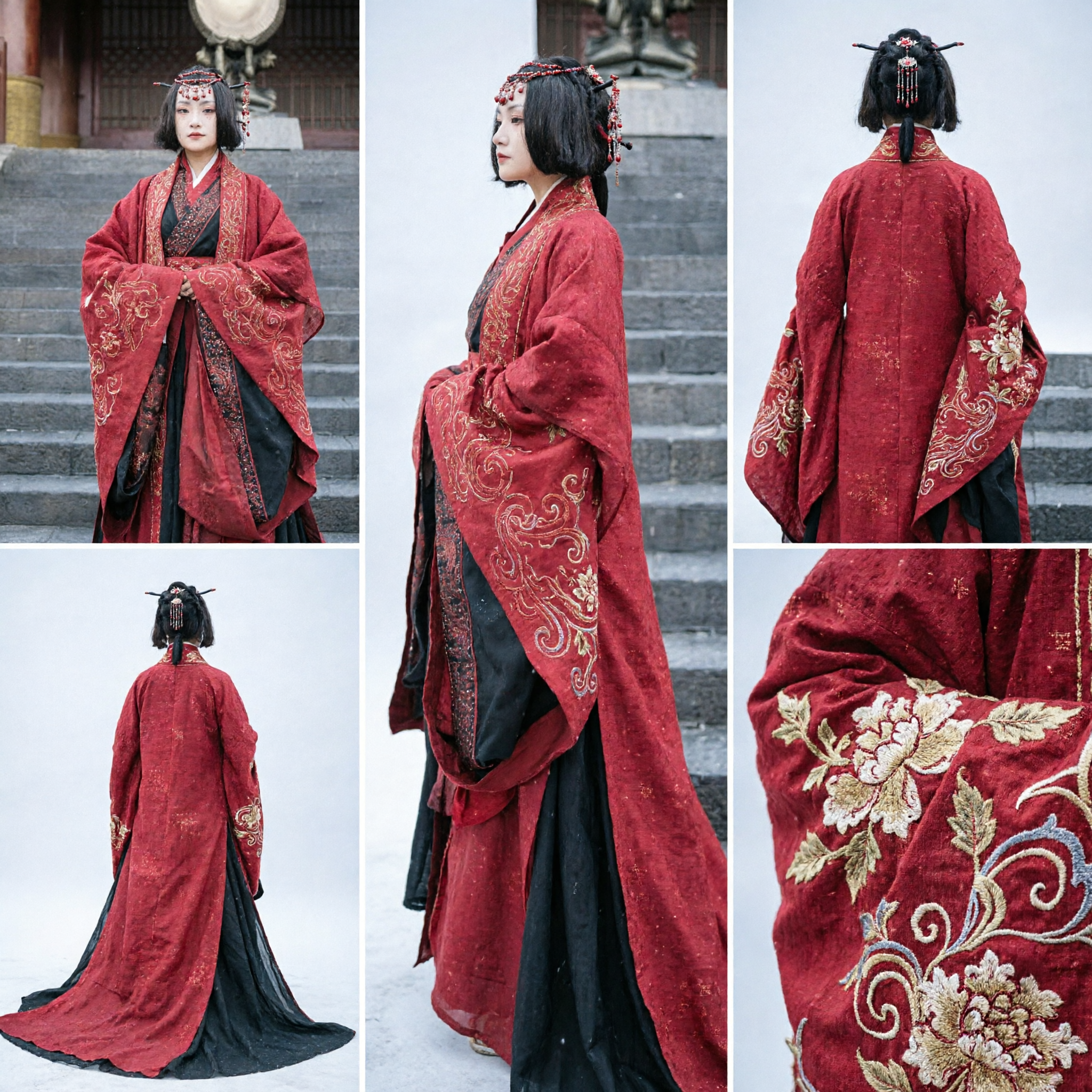 Ancient Chinese Qin Dynasty Red and Black Hanfu Costume Historical Empress Dress for Women Cosplay - Asian Costume