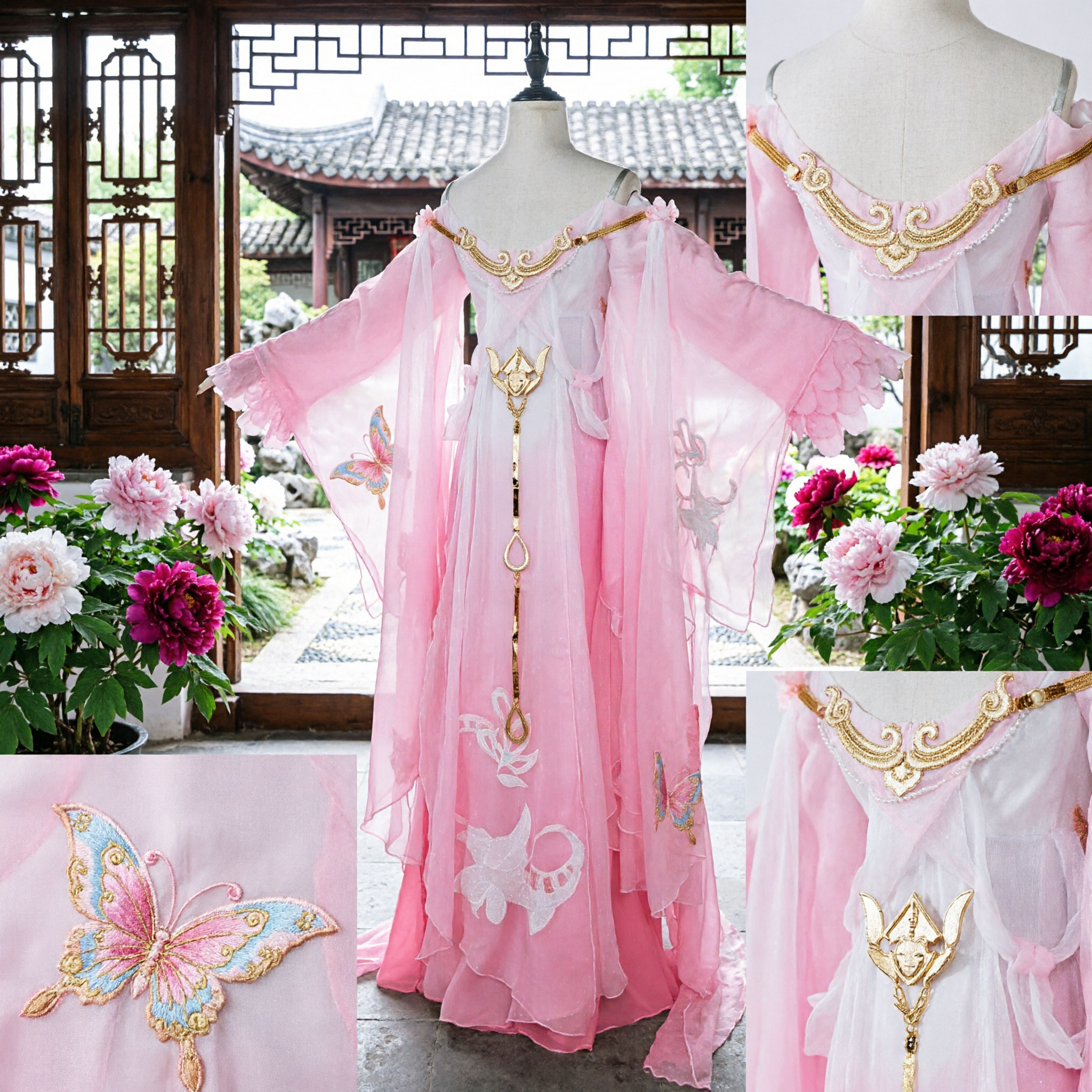 Elegant Pink Chinese Hanfu Dress Ancient Fairy Princess Costume for Women Cosplay and Stage Performance - Asian Costume