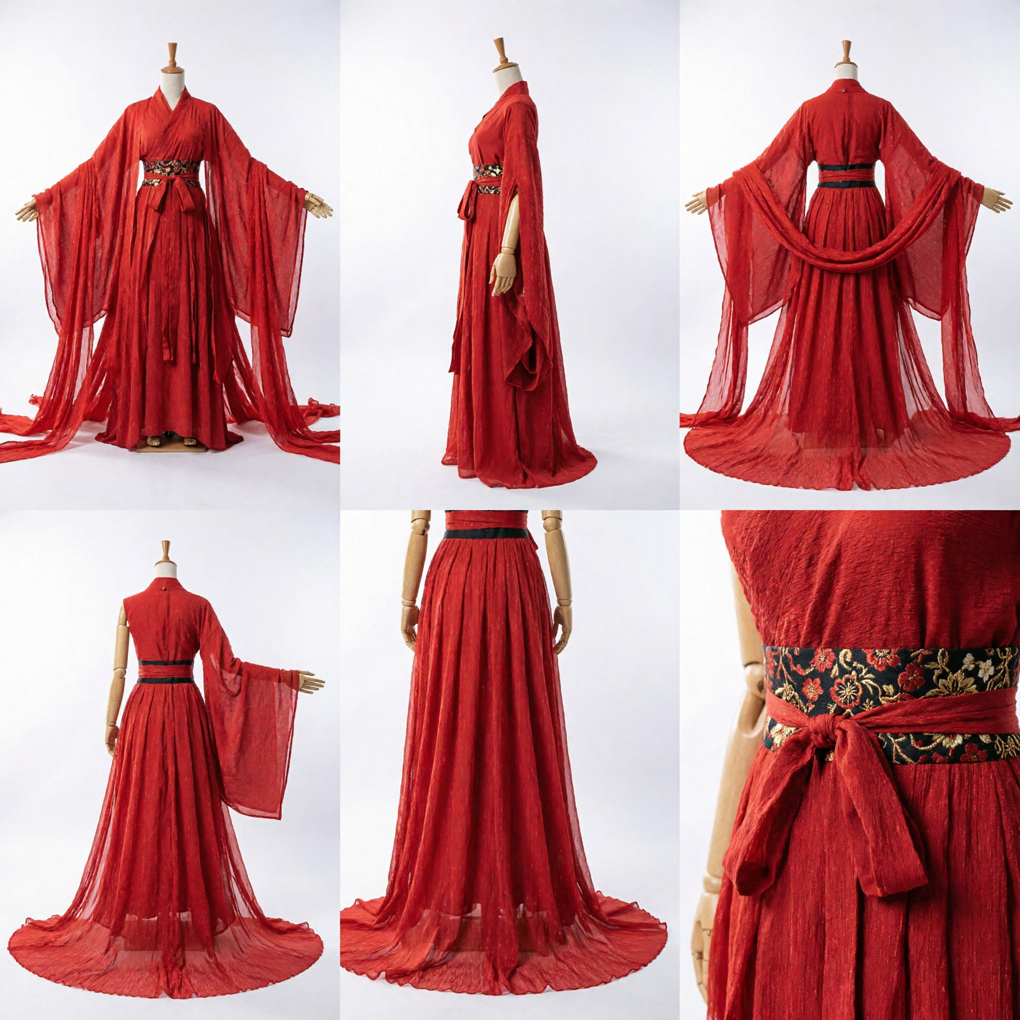 Traditional Chinese Red Hanfu Ancient Princess Costume Long Flowing Dress for Women Wedding Performance - Asian Costume