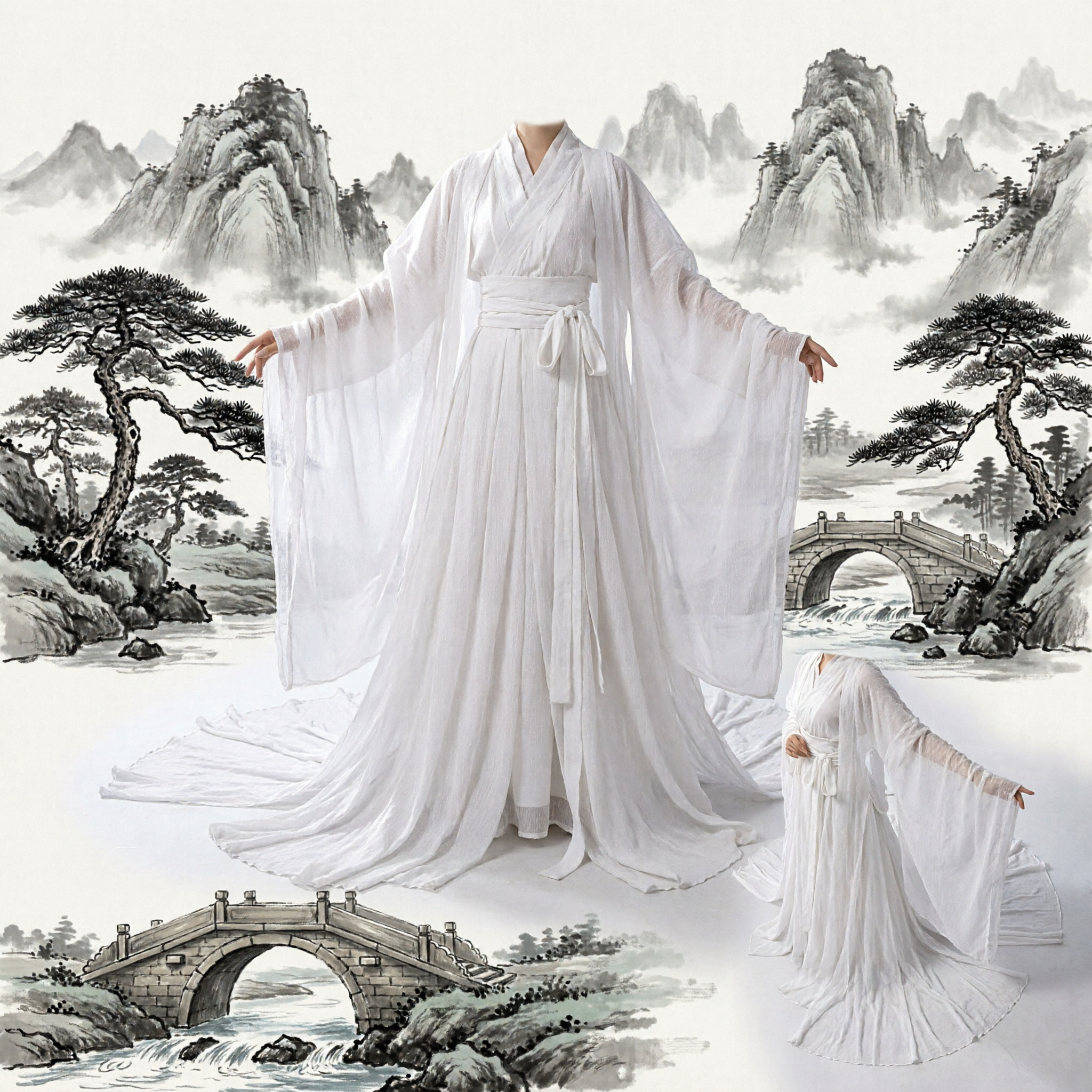 Women's Traditional Chinese Hanfu White Ancient Costume Fairy Dress Long Sleeve Wuxia Outfit - Asian Costume