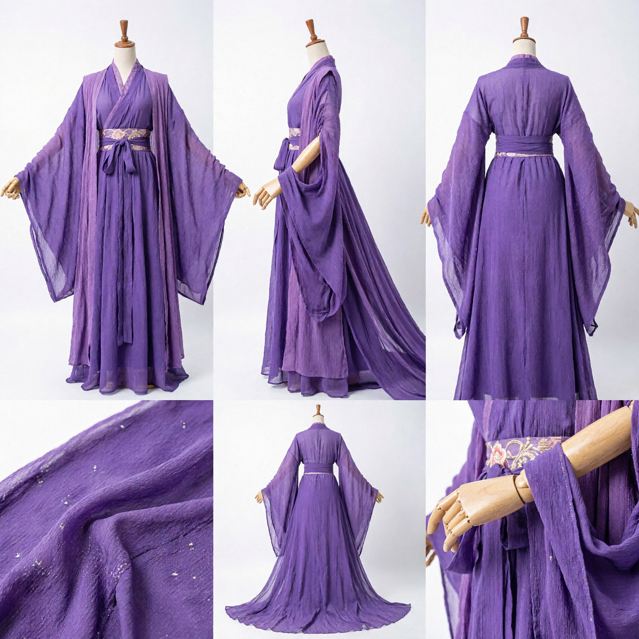 Elegant Purple Hanfu Traditional Chinese Ancient Costume Fairy Dress Wide Sleeve Chiffon Robe for Women Cosplay - Asian Costume