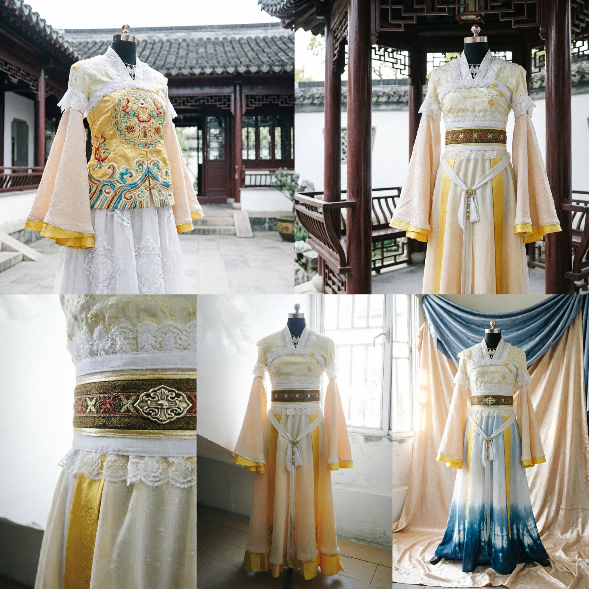 Elegant Chinese Traditional Hanfu Ancient Princess Costume Yellow Gradient Dress for Women Historical Cosplay and Stage Performance - Asian Costume