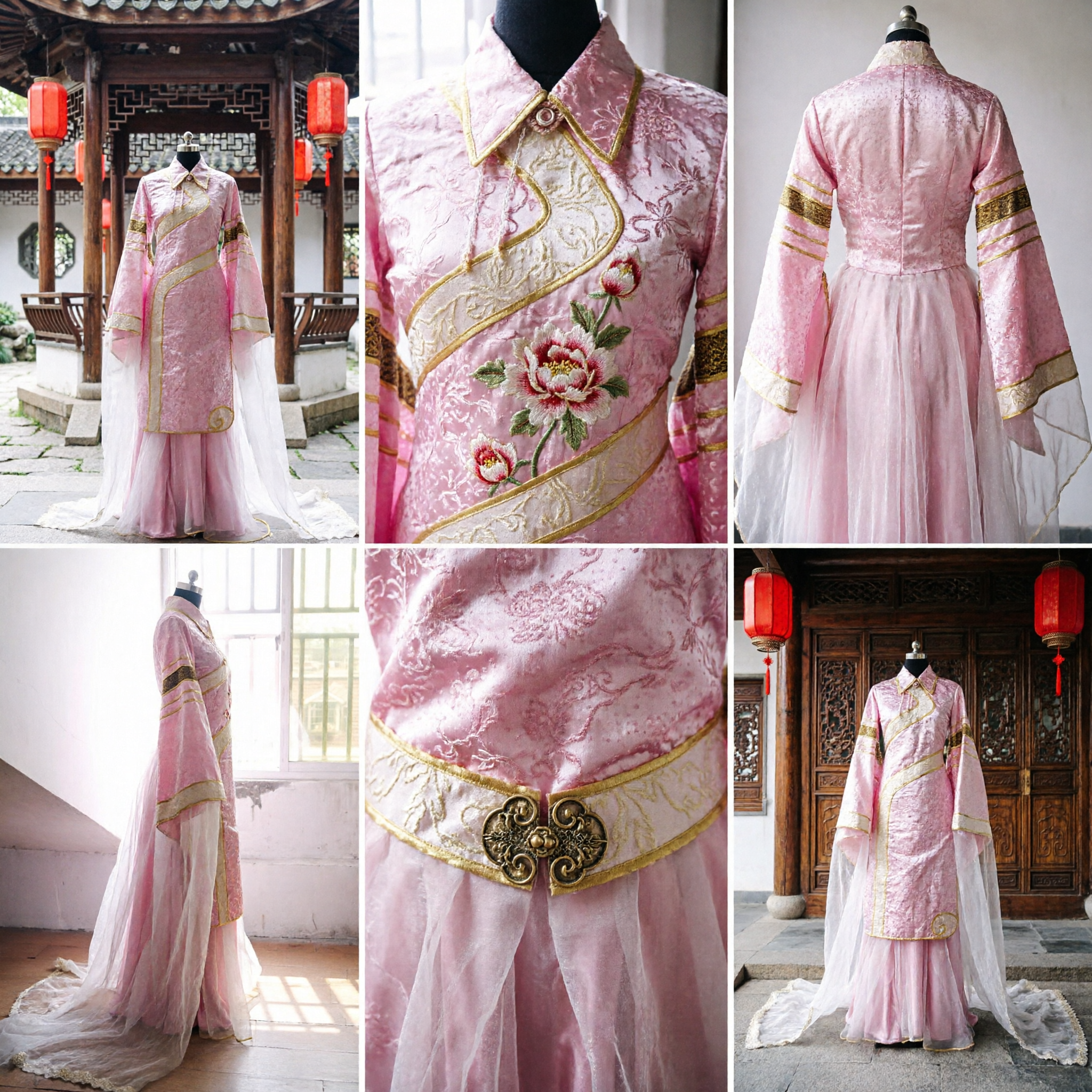 Traditional Chinese Pink Hanfu Costume Ancient Fairy Dress with Long Sleeves for Women Cosplay Performance - Asian Costume