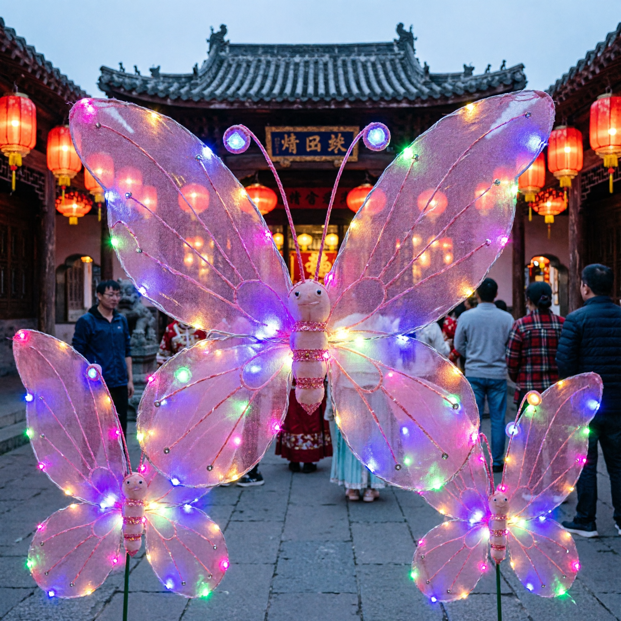 Large LED Light Up Butterfly Wings Fairy Prop on Stick for Stage Performance Carnival Parade Dance Costume - Asian Costume