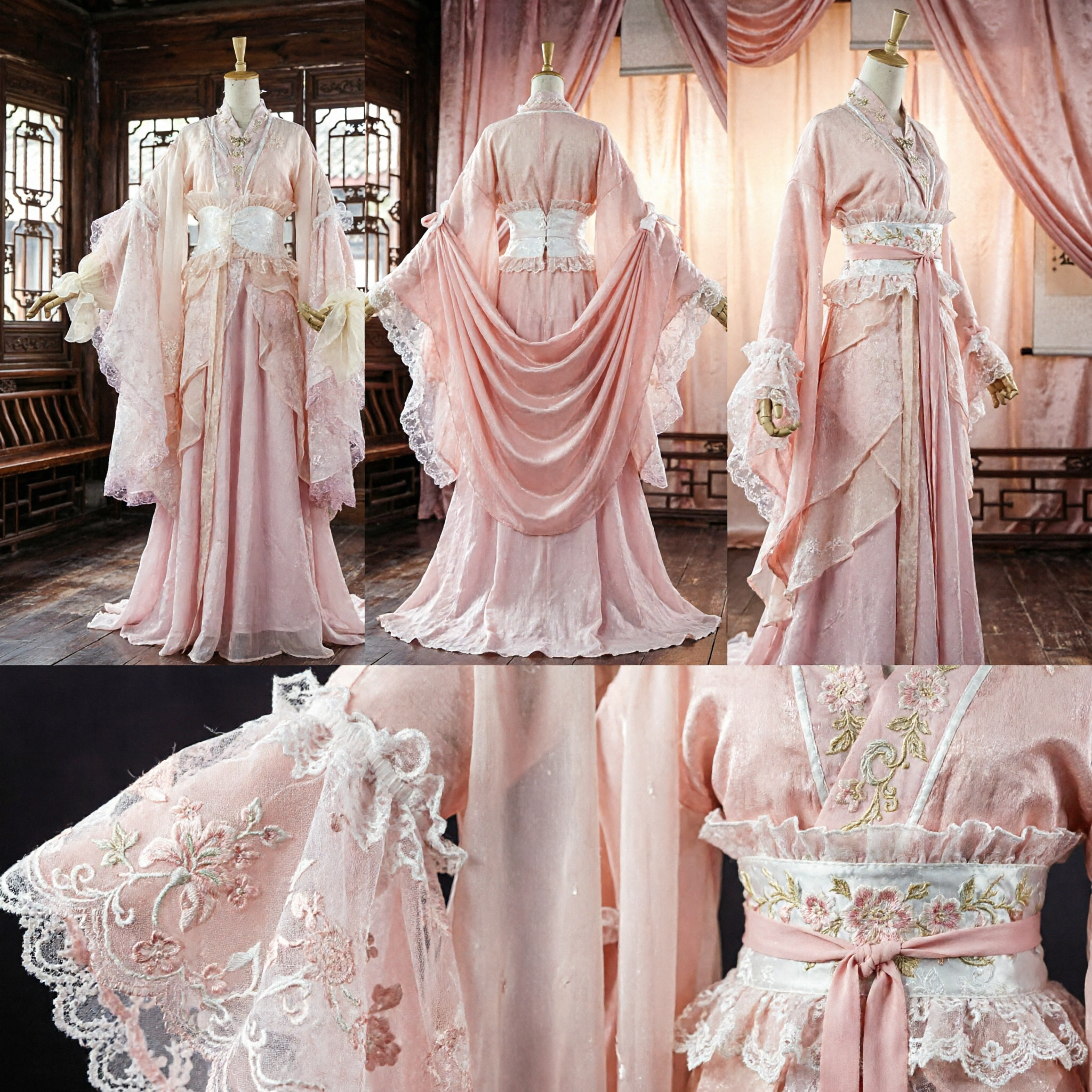 Elegant Pink Traditional Chinese Hanfu Ancient Costume Fairy Dress for Women Cosplay Stage Performance - Asian Costume