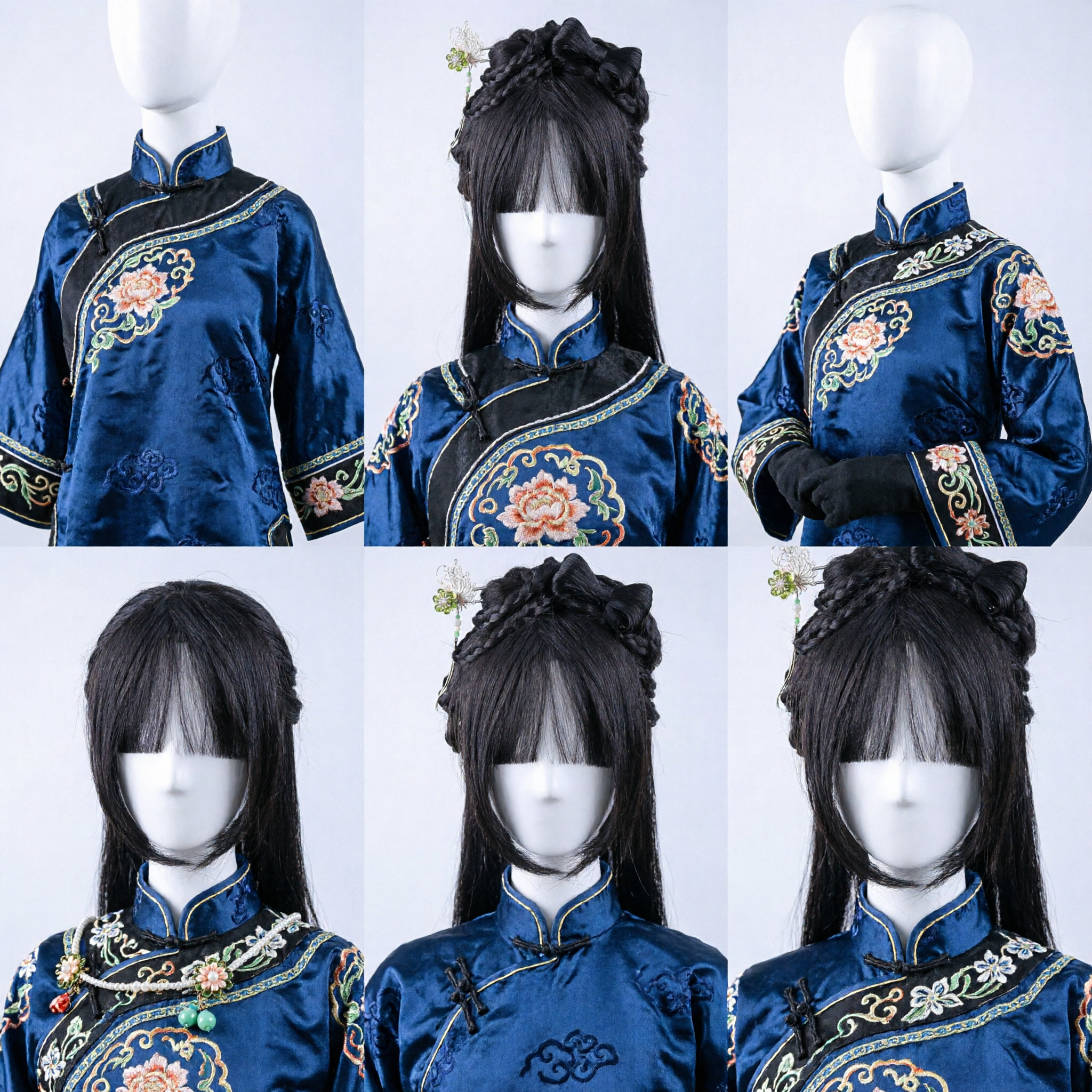 Ancient Chinese Hanfu Wig Black Long Braided Updo with Hairpin Traditional Cosplay Hairpiece for Women - Asian Costume