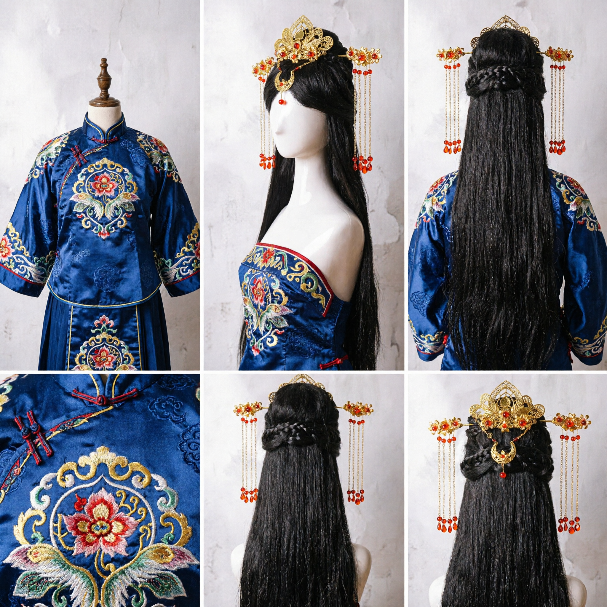 Traditional Chinese Hanfu Headpiece Ancient Princess Hair Accessories Gold Hairpins Red Beads for Wedding Cosplay Performance - Asian Costume