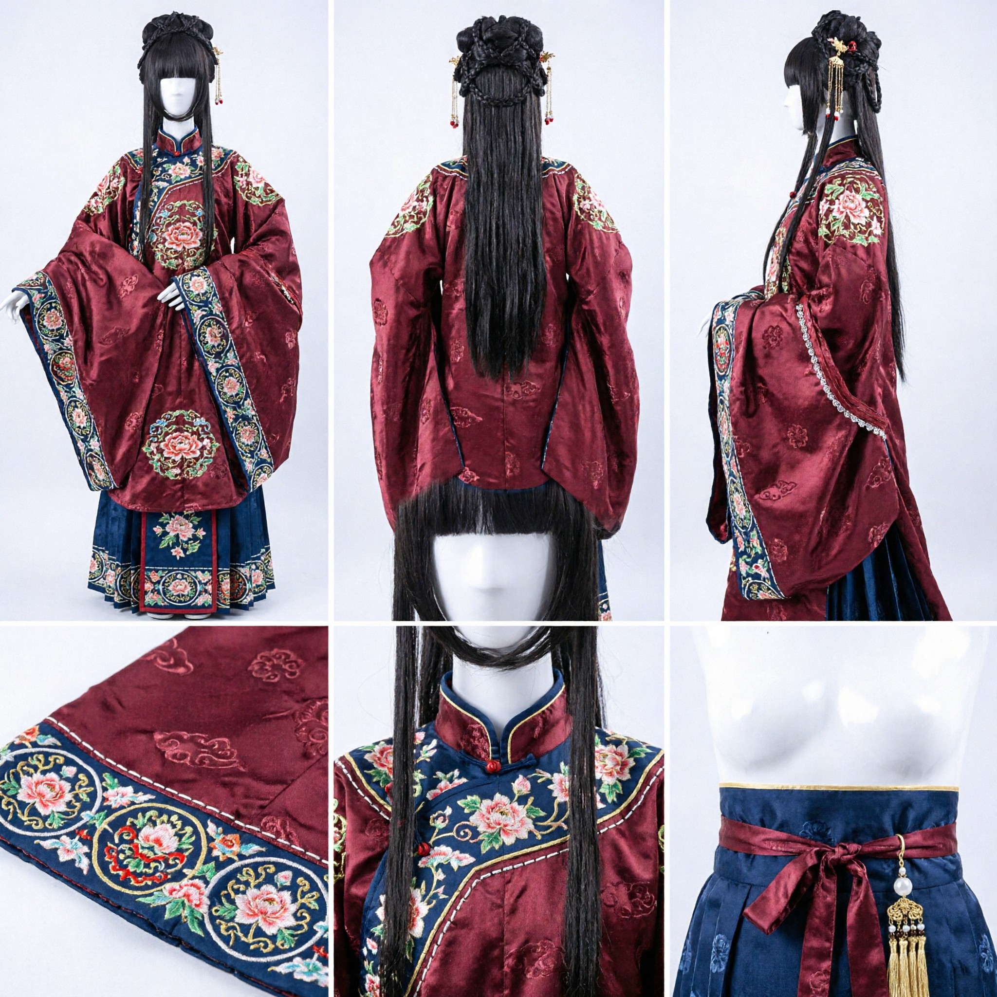Ancient Chinese Princess Wig Black Braided Headpiece Hanfu Cosplay Costume Hairpiece for Women and Girls - Asian Costume