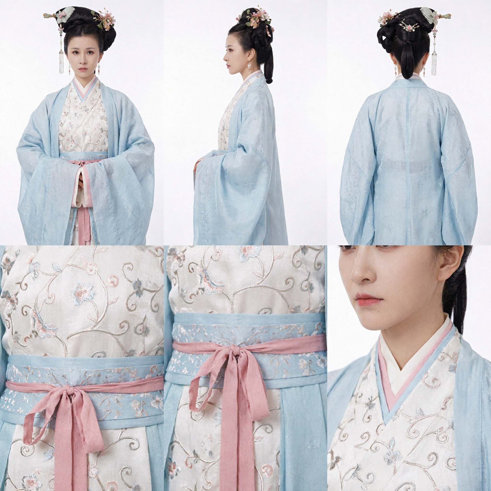 Ancient Chinese Hanfu Costume Women Traditional Song Dynasty Princess Dress Blue Robe for Cosplay Photography - Asian Costume