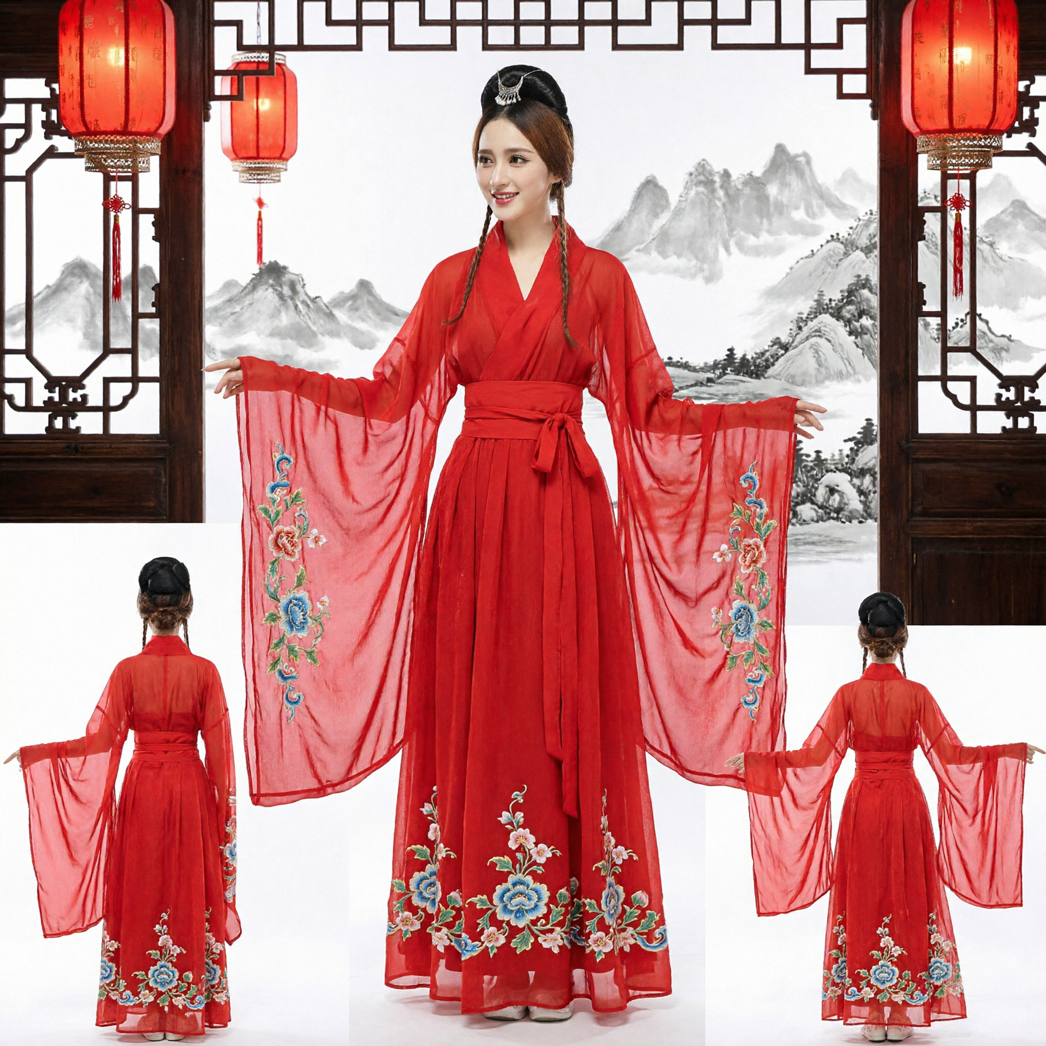 Ancient Chinese Red Hanfu Costume Traditional Palace Lady Dress for Women Stage Performance and Cosplay - Asian Costume