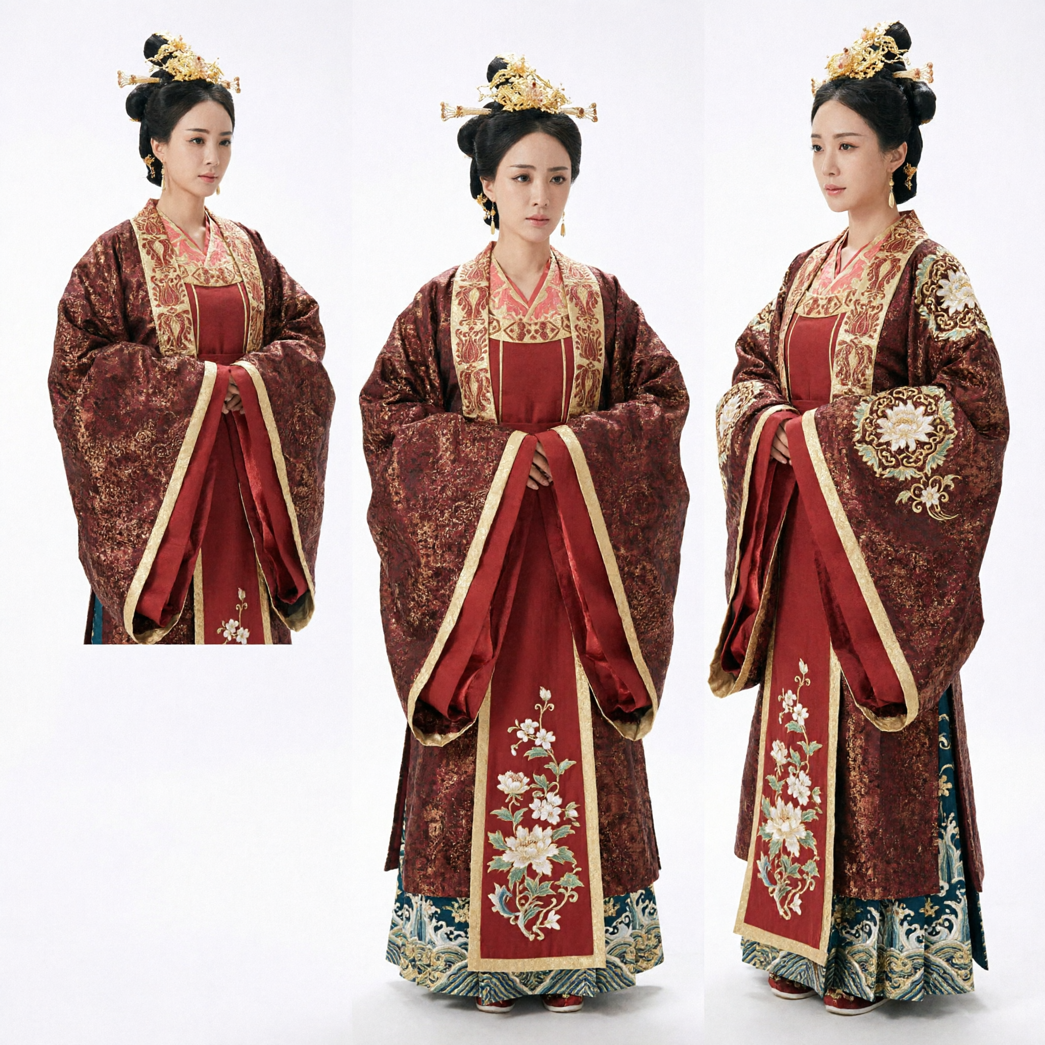 Ancient Chinese Empress Costume Red Gold Embroidered Hanfu Dress for Women Historical Cosplay Performance - Asian Costume