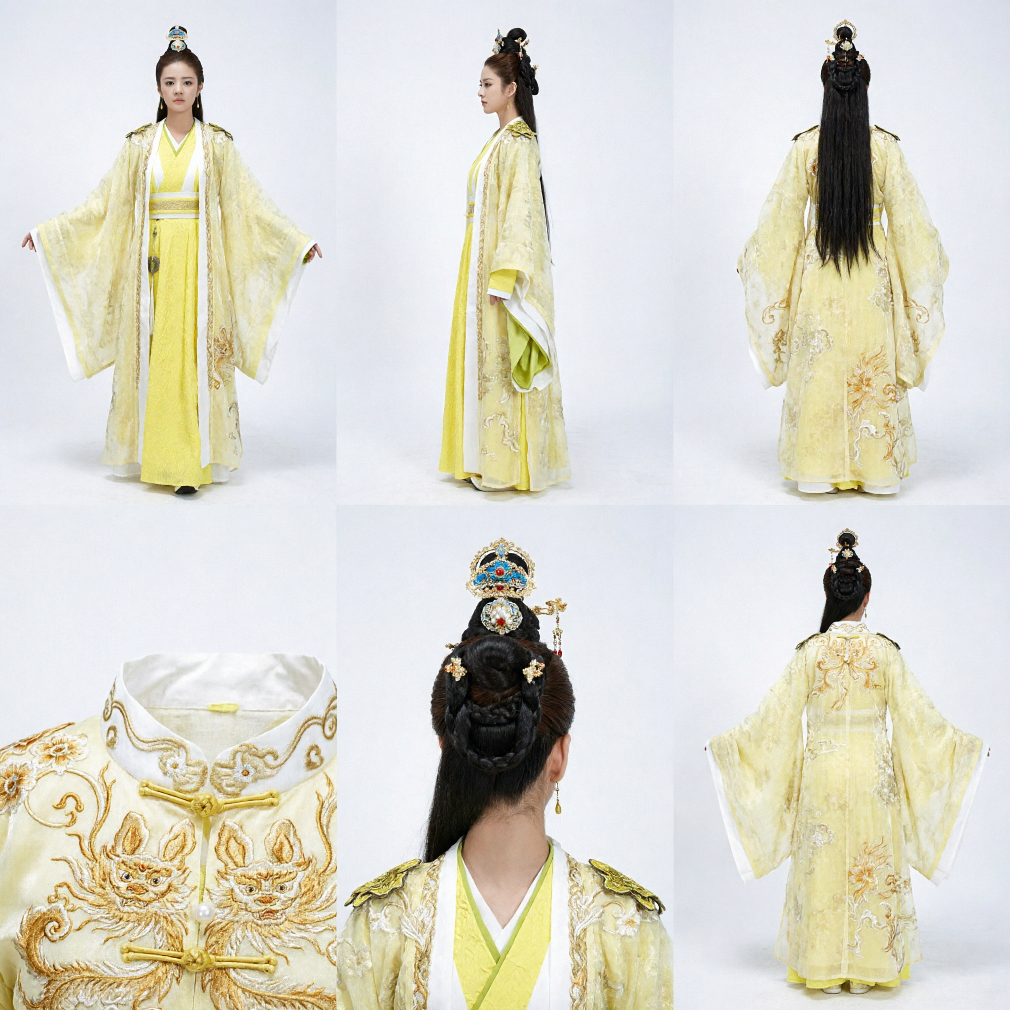 Elegant Yellow Ancient Chinese Hanfu Costume Women Traditional Wuxia Period Drama Cosplay Dress - Asian Costume