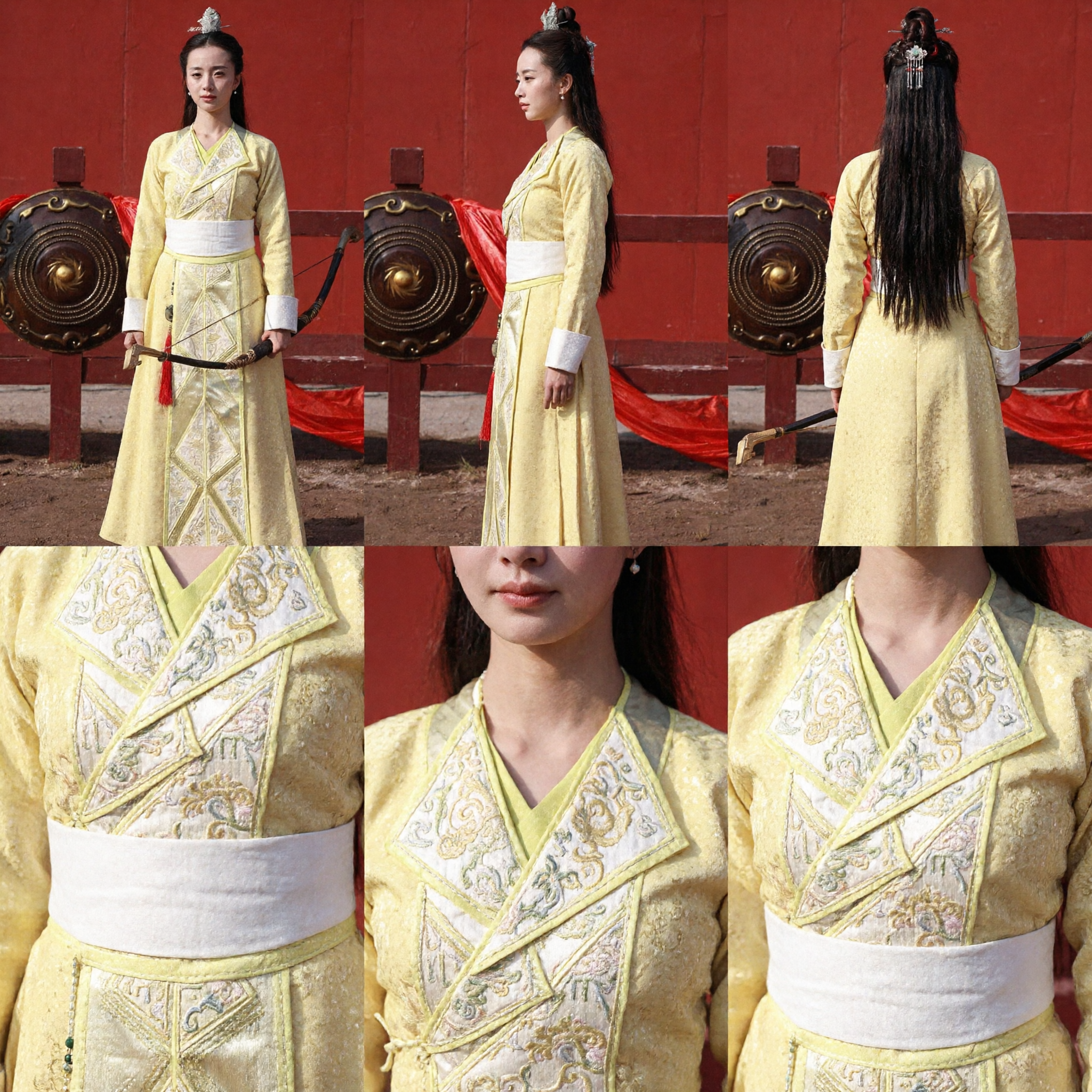 Ancient Chinese Yellow Warrior Hanfu Costume Women Traditional Wuxia Archer Dress for Cosplay Events - Asian Costume