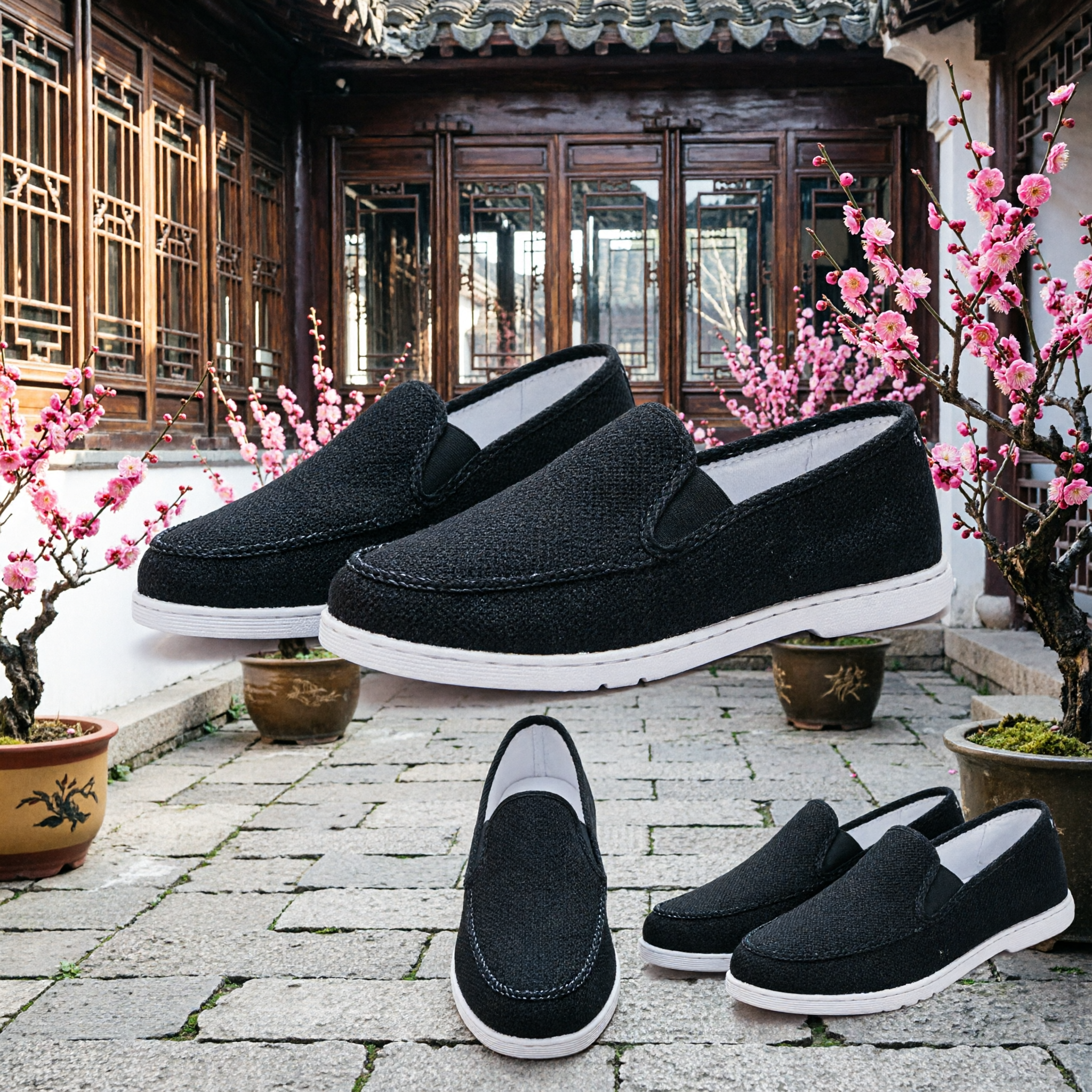 Traditional Chinese Black Cloth Kung Fu Shoes Tai Chi Slip On Sneakers for Men Women Martial Arts Training - Asian Costume