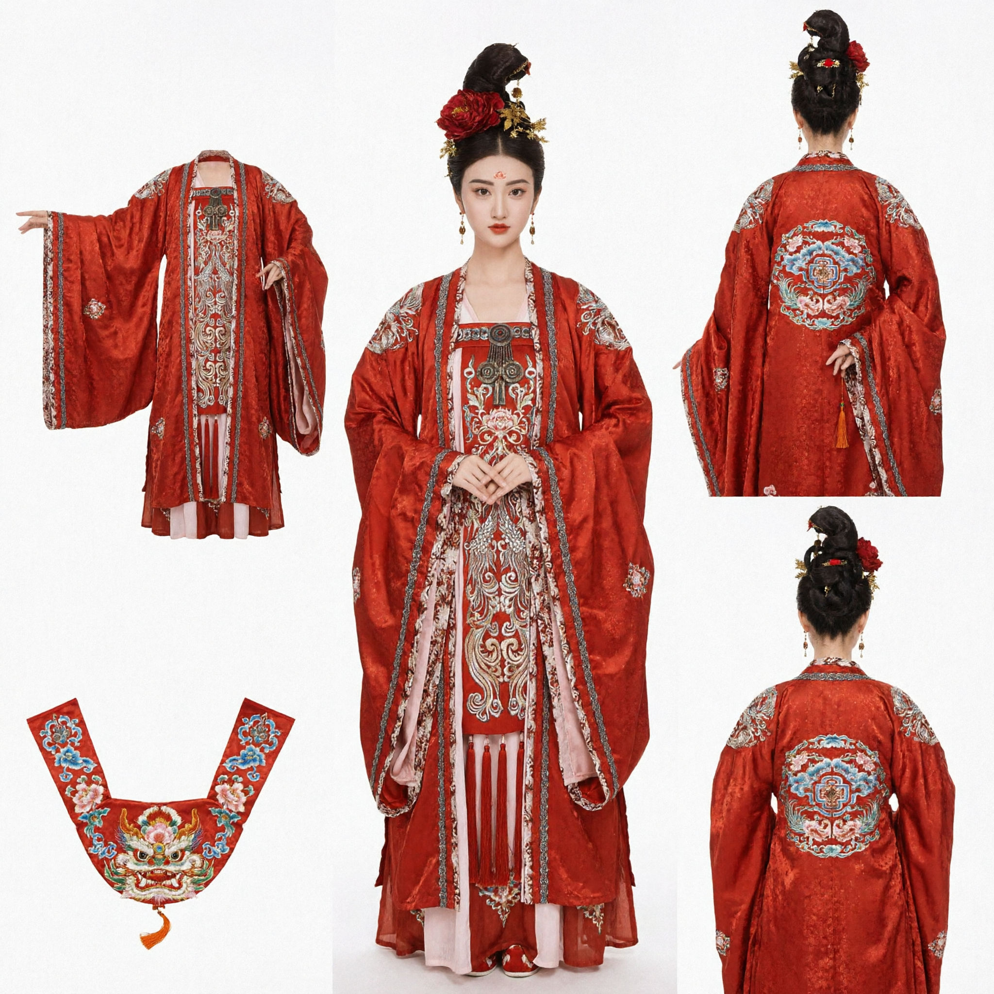 Ancient Chinese Tang Dynasty Red Hanfu Embroidered Princess Traditional Costume for Women Cosplay Festival Performance - Asian Costume