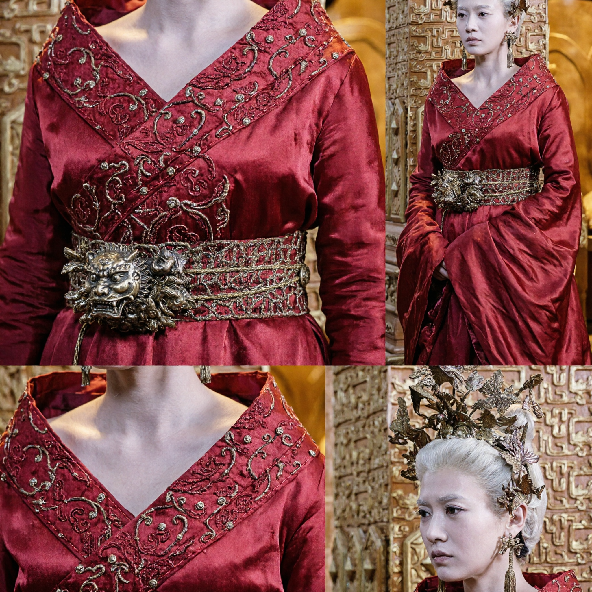 Ancient Chinese Red Empress Hanfu Costume Traditional Princess Dress with Gold Headdress for Women Cosplay Performance - Asian Costume