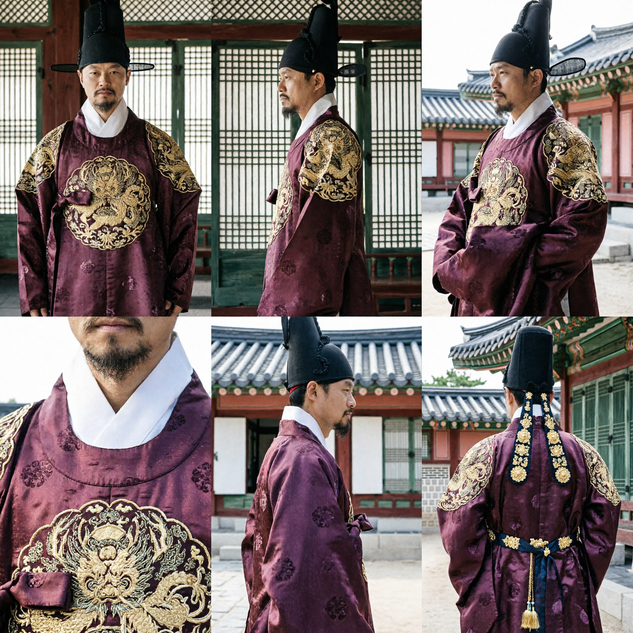 Men's Korean Traditional King Costume Set Joseon Dynasty Royal Robe and Hat for Historical Cosplay - Asian Costume
