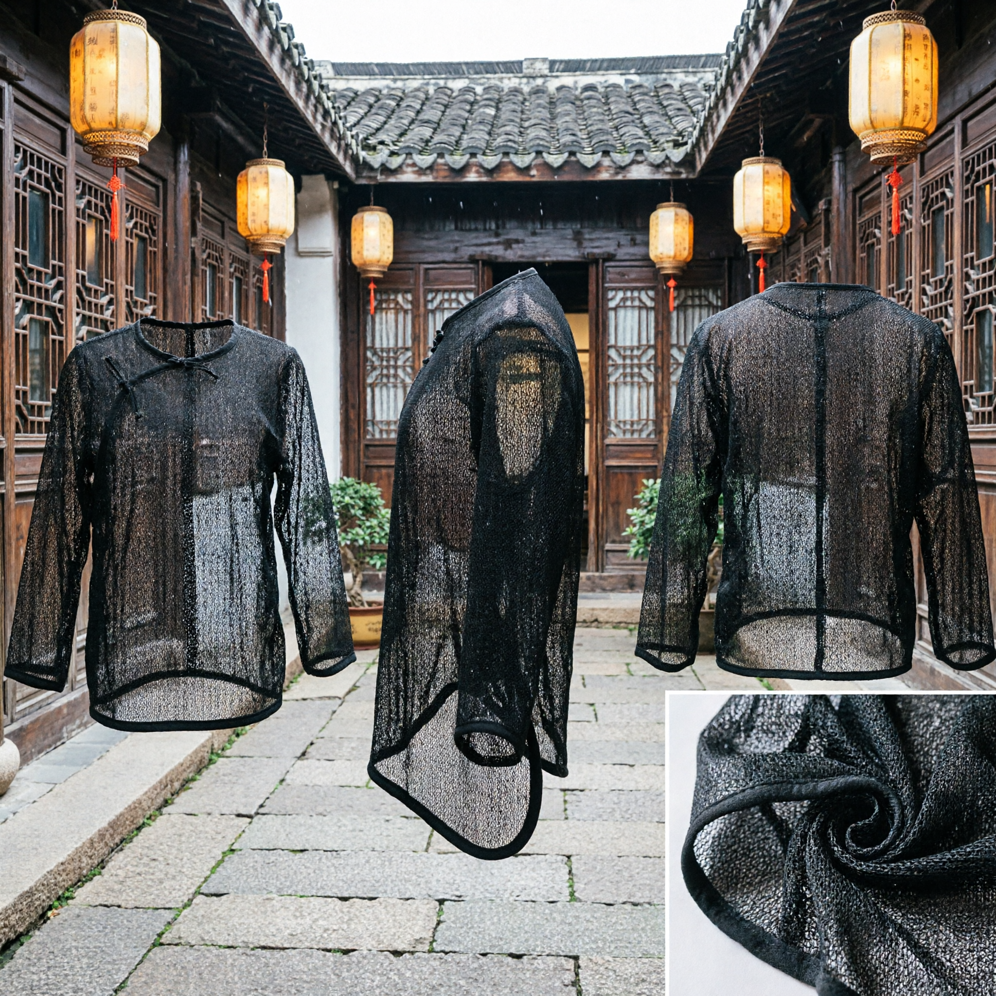 Traditional Chinese Black Mesh Veil Hat Ancient Wuxia Knight-Errant Headgear for Hanfu Cosplay Costume - Asian Costume