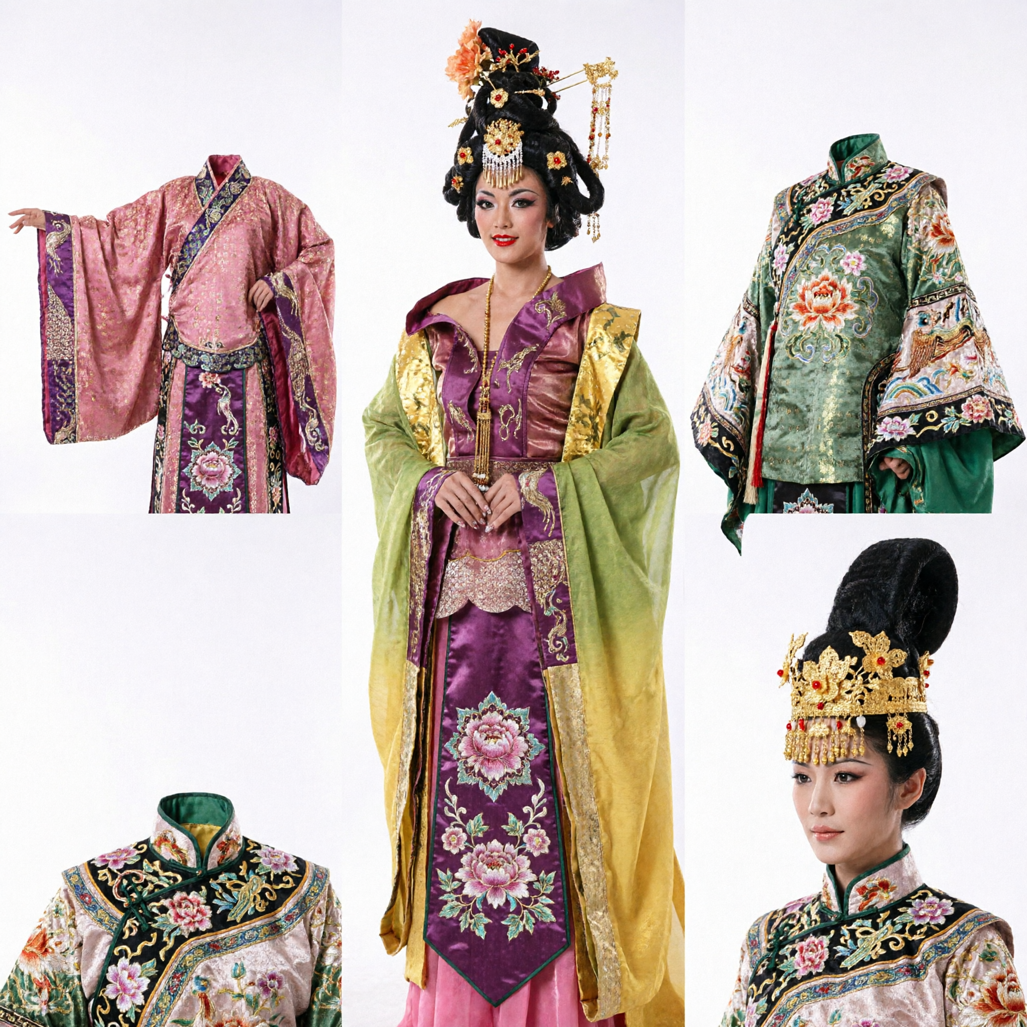 Majestic Purple Chinese Traditional Wedding Dress Gold Embroidery Hanfu Style Gown for Bride and Cosplay - Asian Costume