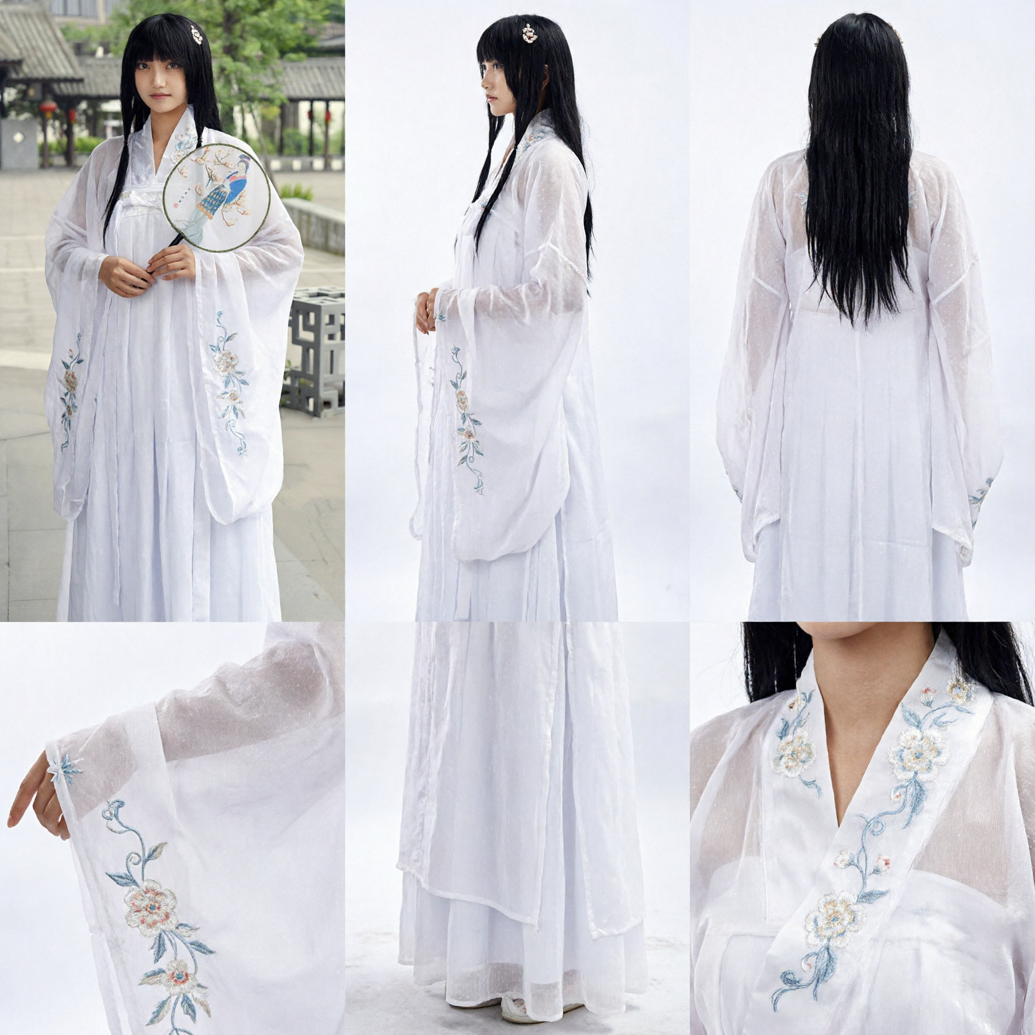 Traditional Chinese Hanfu Costume White Ancient Fairy Dress for Women Cosplay Performance Stage Wear - Asian Costume