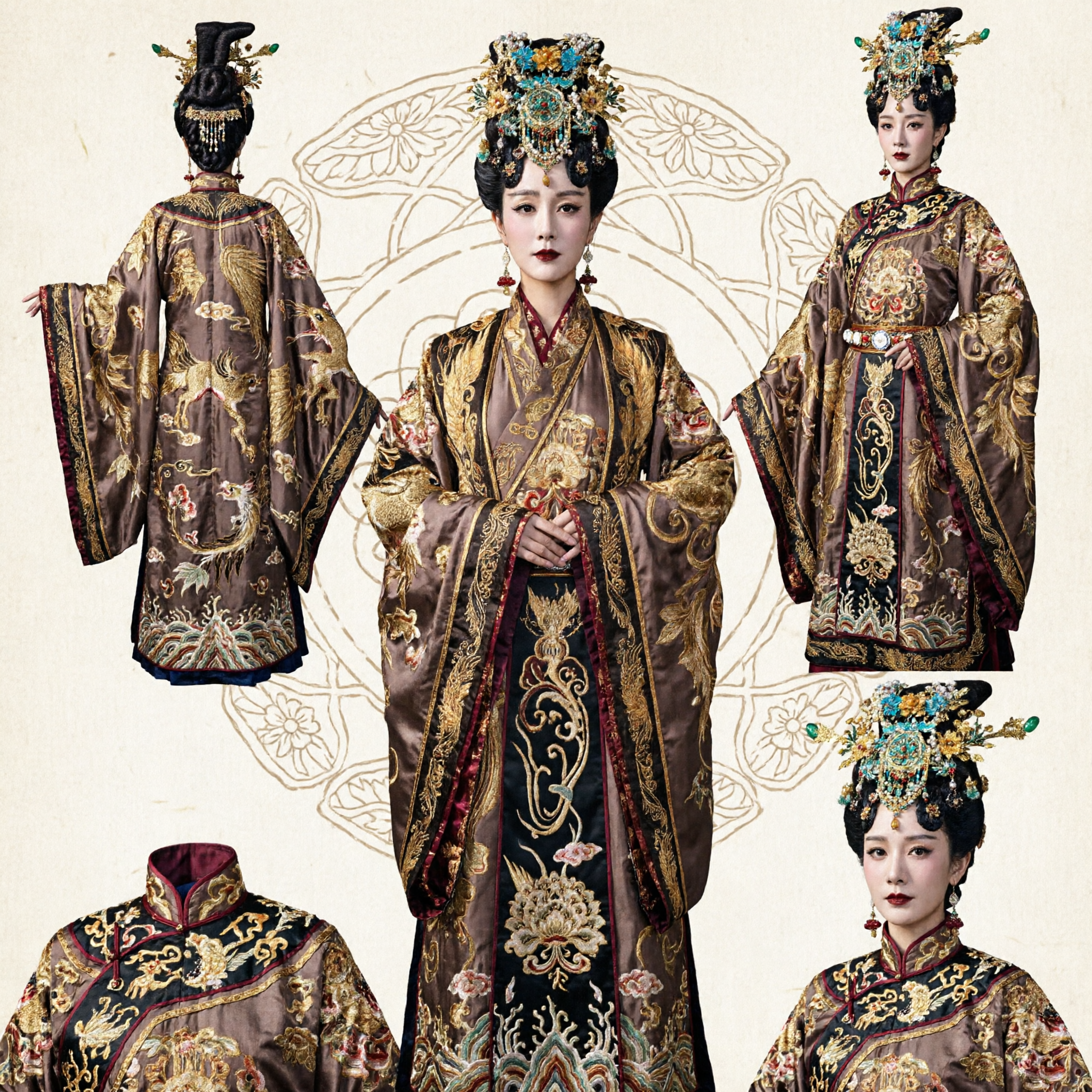 Ancient Chinese Empress Costume Traditional Palace Dress Gold Phoenix Embroidery Hanfu for Women Historical Cosplay - Asian Costume