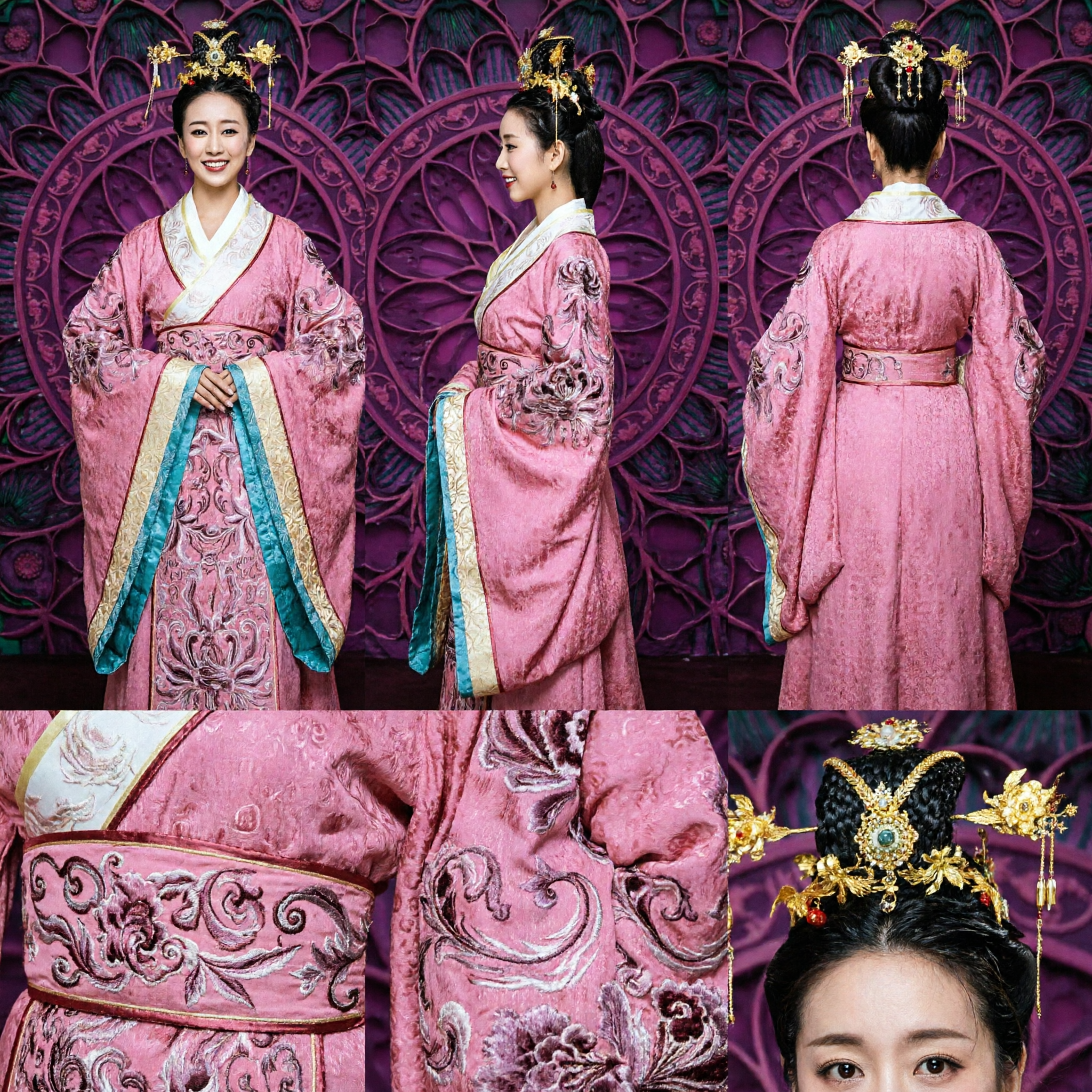 Pink Traditional Chinese Hanfu Ancient Princess Costume Embroidered Han Dynasty Dress for Women Cosplay - Asian Costume