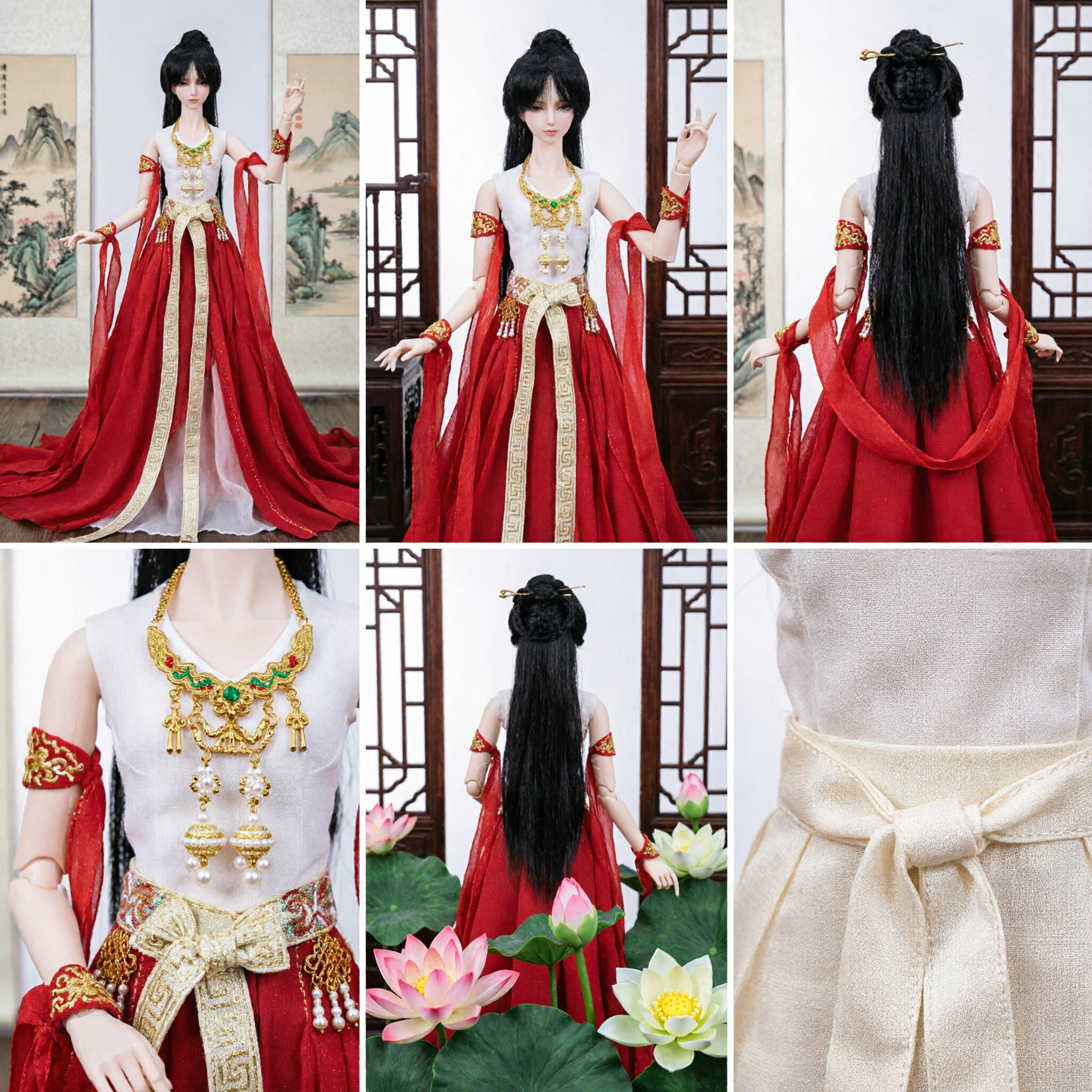 Exquisite Red Dunhuang Flying Apsara Hanfu Dress for BJD Doll Ancient Chinese Traditional Fairy Costume - Asian Costume