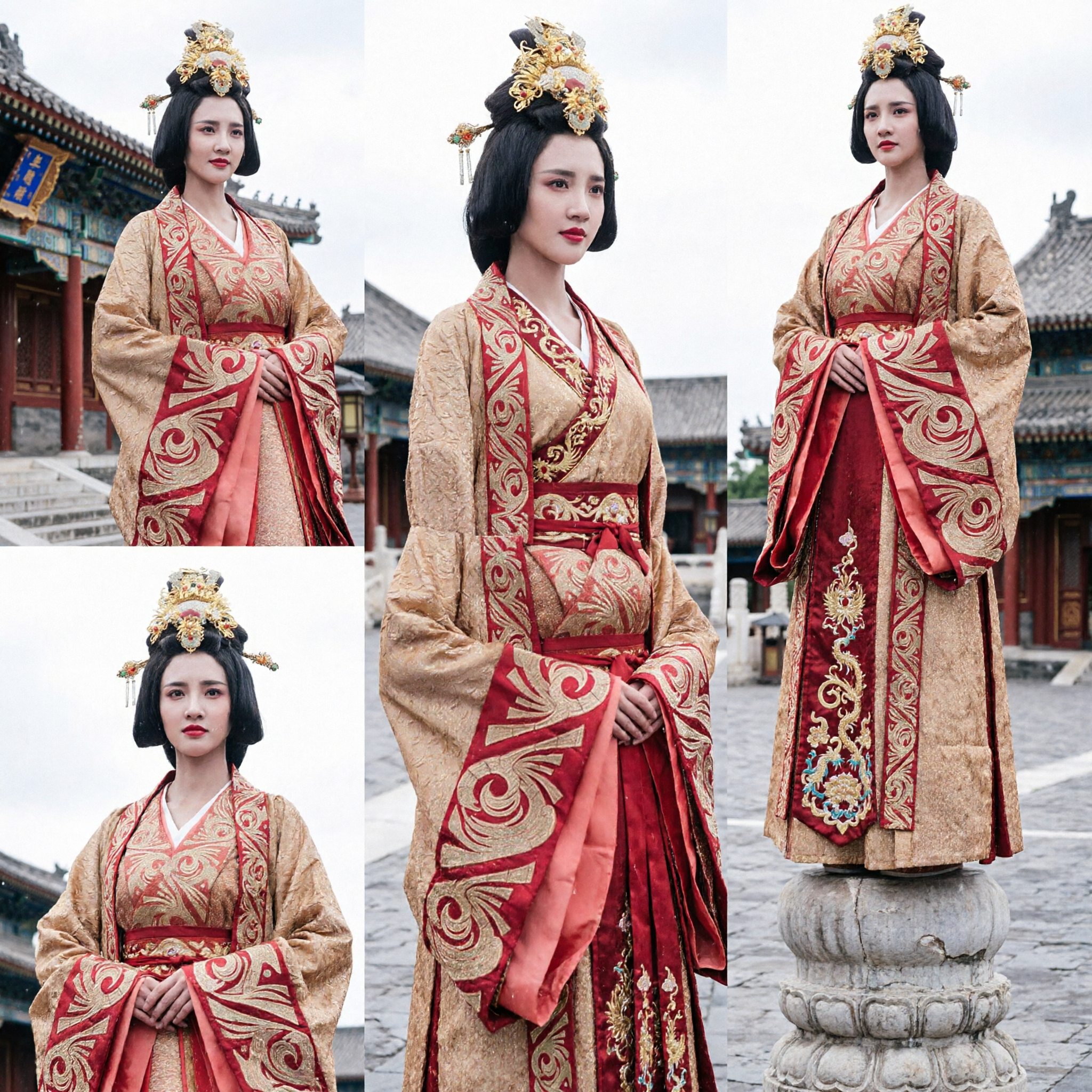 Traditional Chinese Hanfu Ancient Princess Costume Gold Embroidered Noble Lady Dress for Women Historical Cosplay - Asian Costume