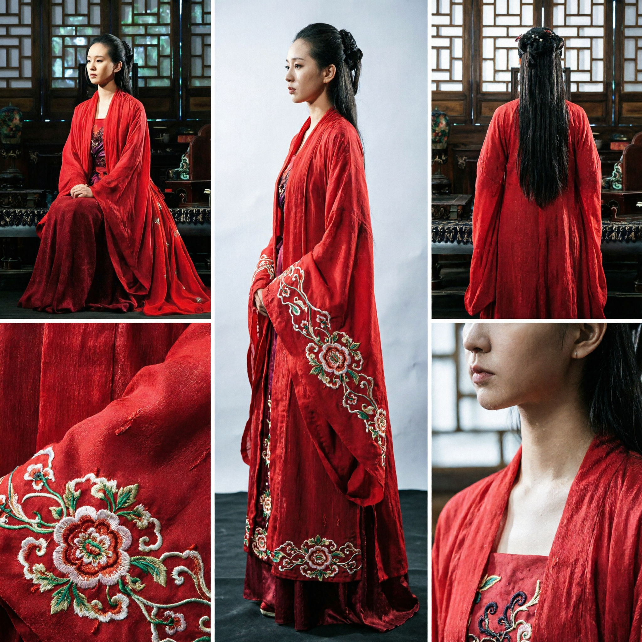 Elegant Women's Red Chinese Traditional Hanfu Ancient Costume Embroidered Dress for Cosplay and Stage Performance - Asian Costume