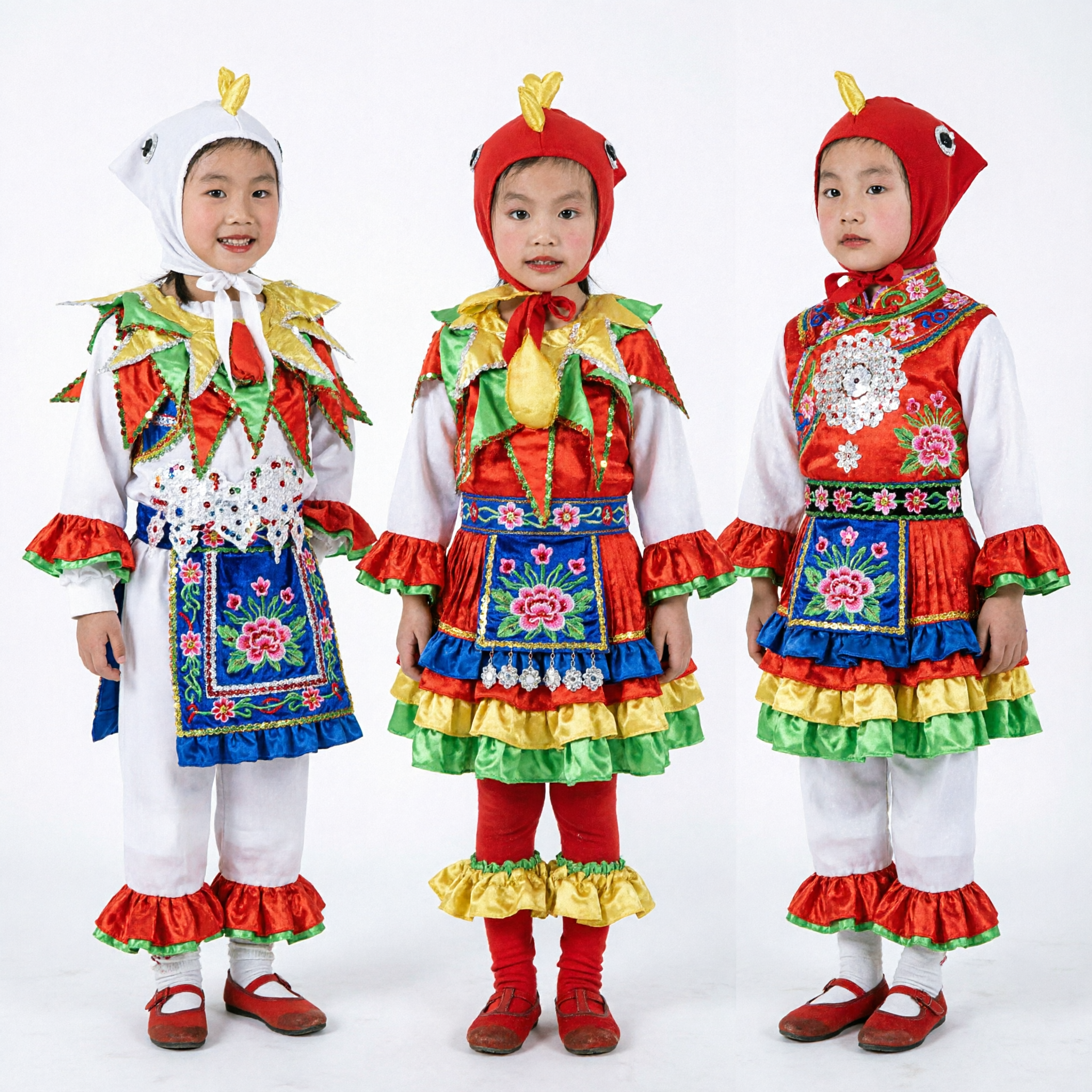 Kids Red Chili Pepper Dance Costume Children Vegetable Fruit Stage Performance Outfit for Chinese New Year Festival Show - Asian Costume