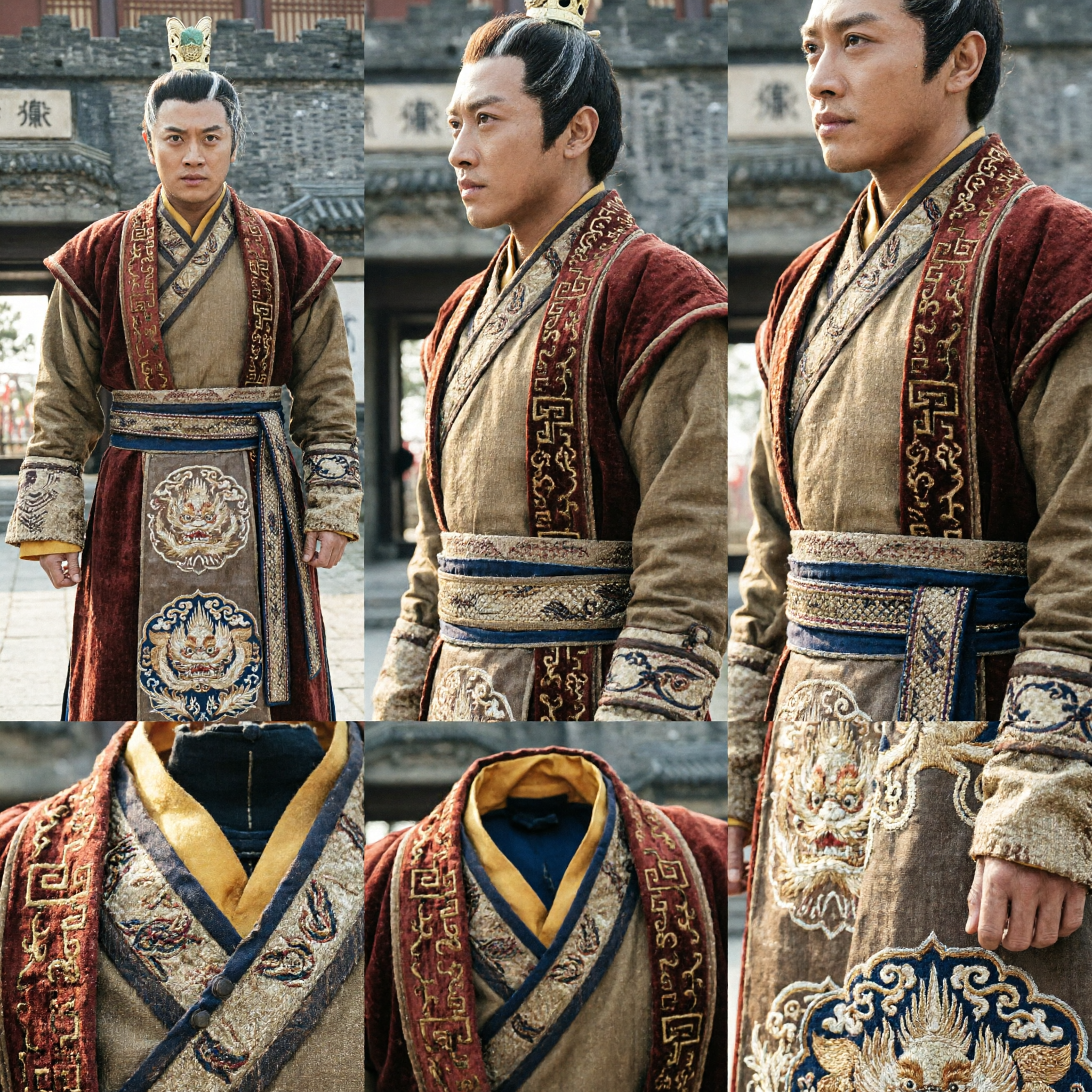 Men's Embroidered Chinese Ancient Nobleman Hanfu Robe Traditional Wuxia Cosplay Period Drama Costume - Asian Costume