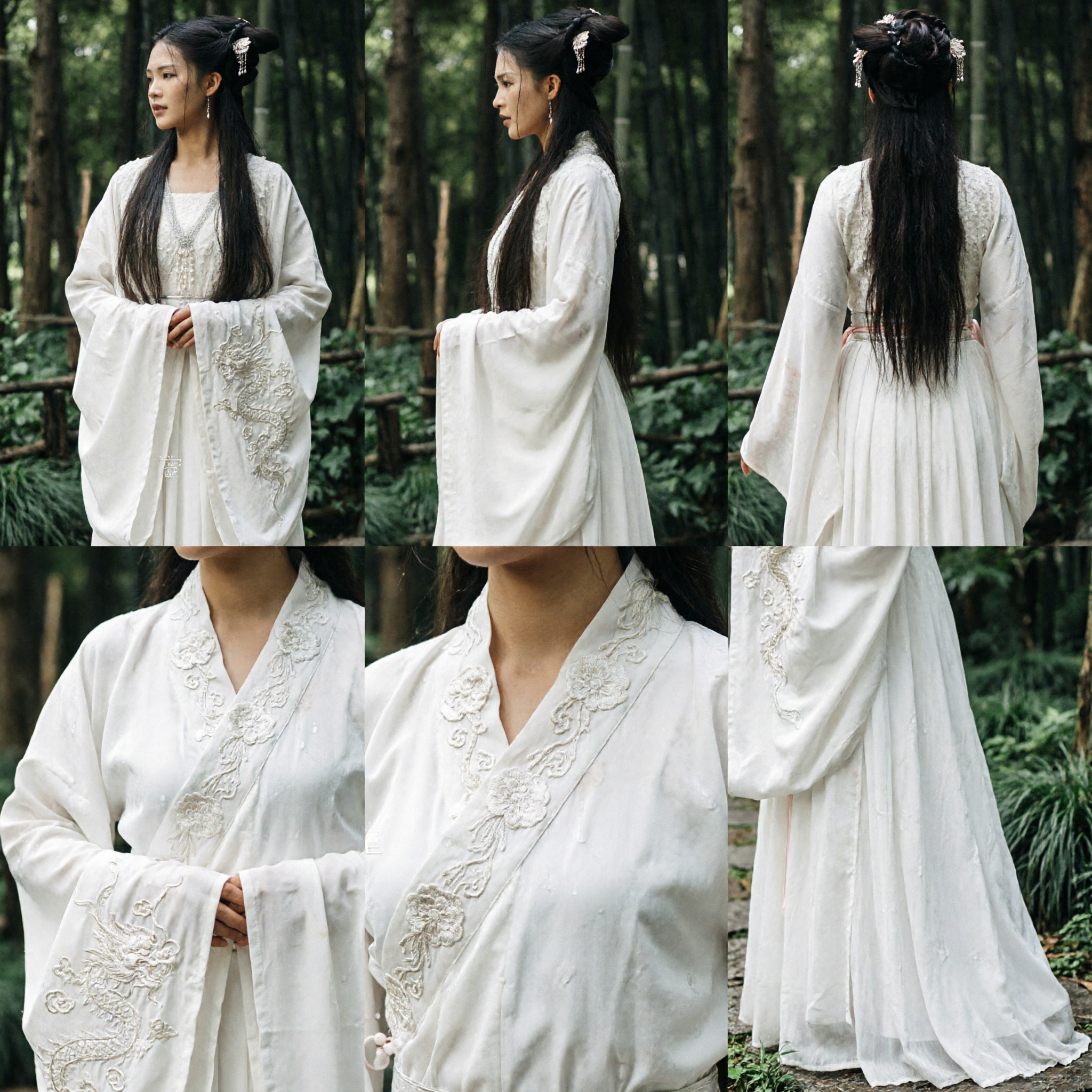 White Traditional Chinese Hanfu Dress Ancient Fairy Costume for Women Wuxia Cosplay Photography - Asian Costume