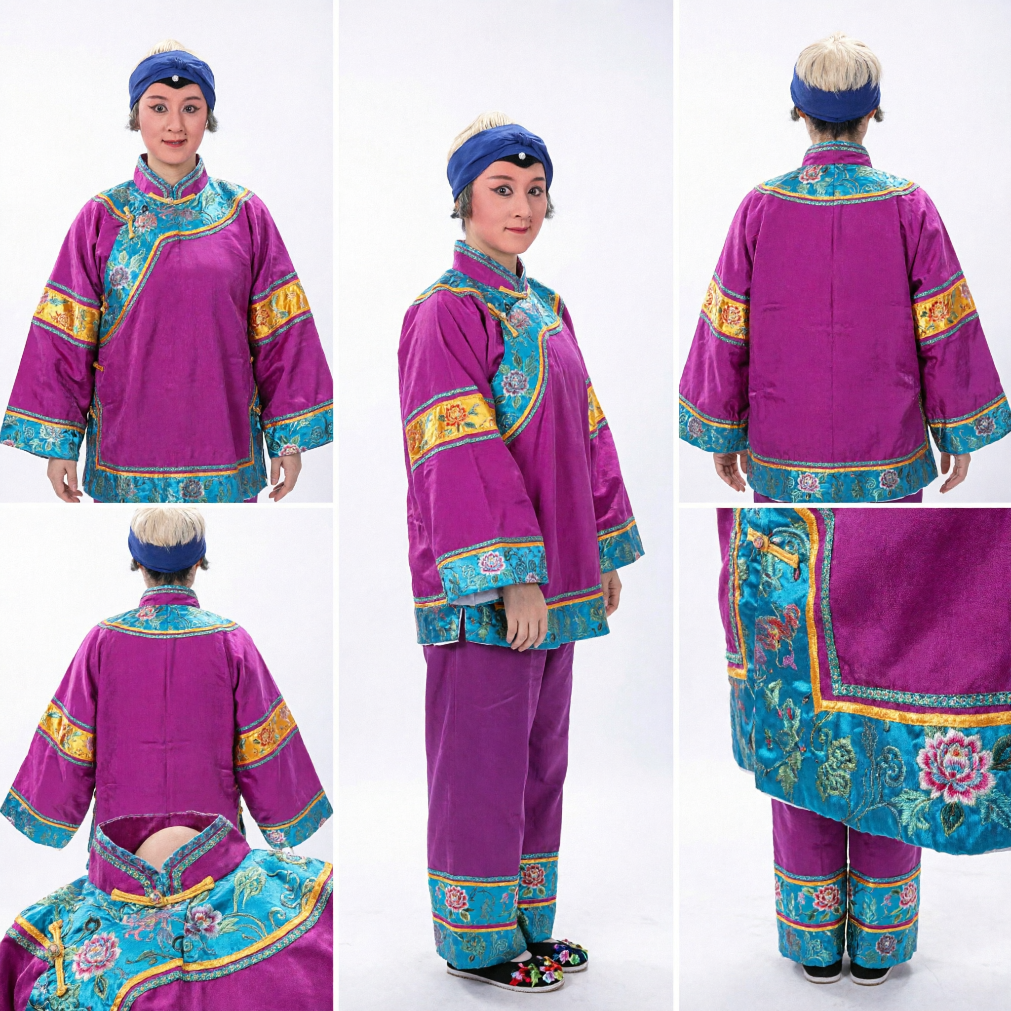 Traje Tradicional da Ópera de Pequim, Robe Roxo de Palhaço para Homens e Mulheres, Performance de Palco, Dança Folclórica e Eventos Culturais - Asian Costume