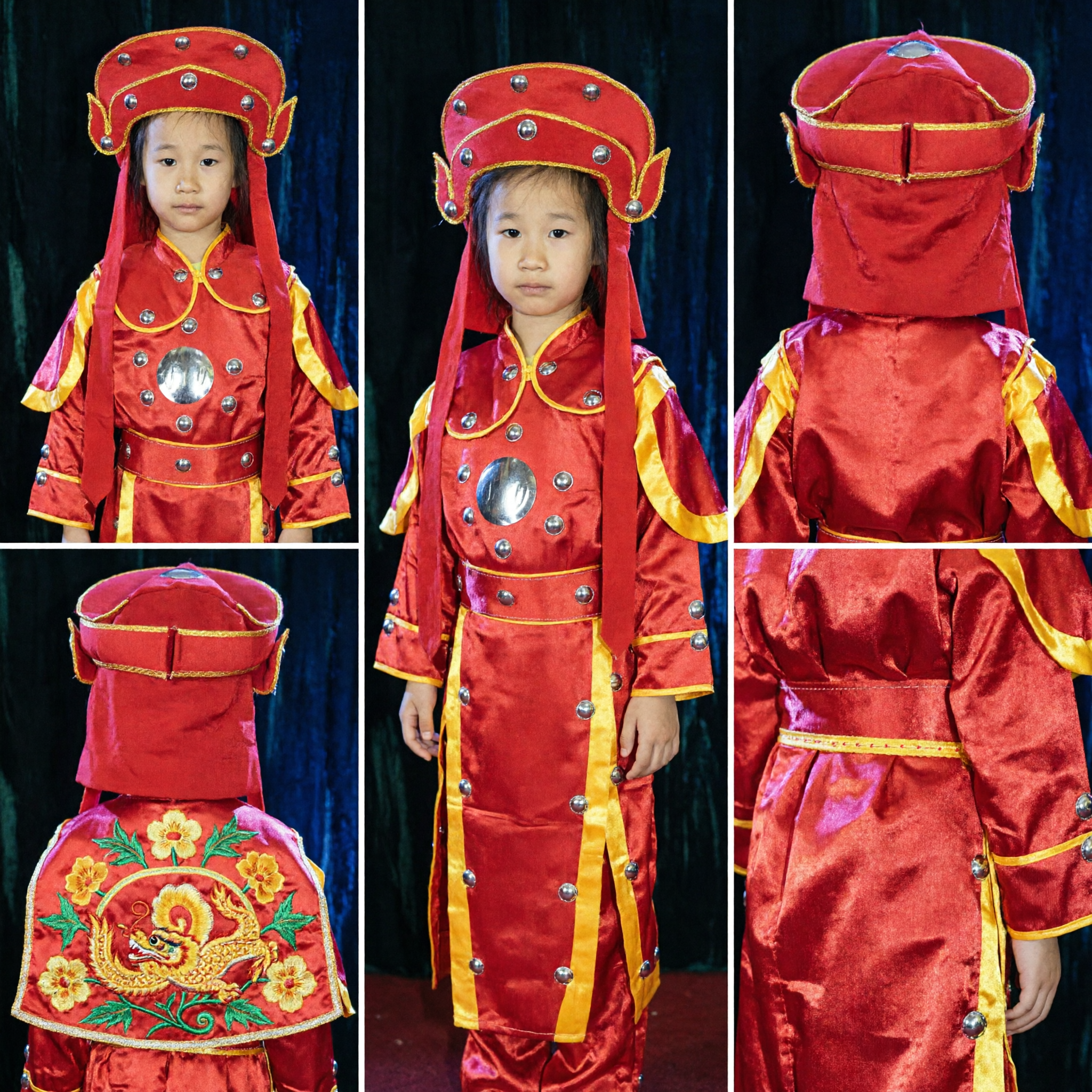 Traditional Chinese Ancient General Costume for Boys Kids Red Military Uniform Peking Opera Stage Performance - Asian Costume