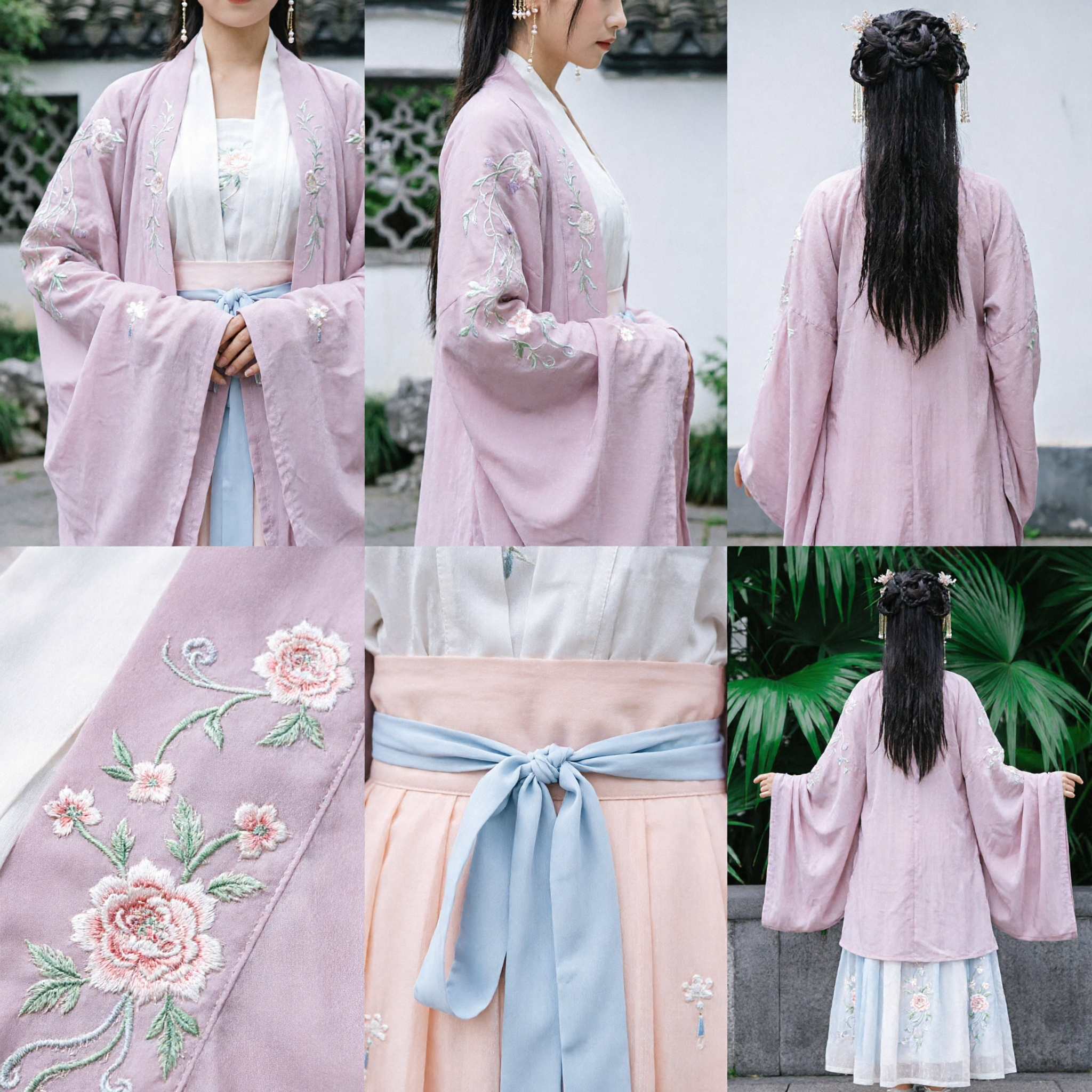 Elegant Pink Embroidered Hanfu Traditional Chinese Ancient Costume Women's Song Dynasty Style Dress for Photography and Tea Ceremony - Asian Costume