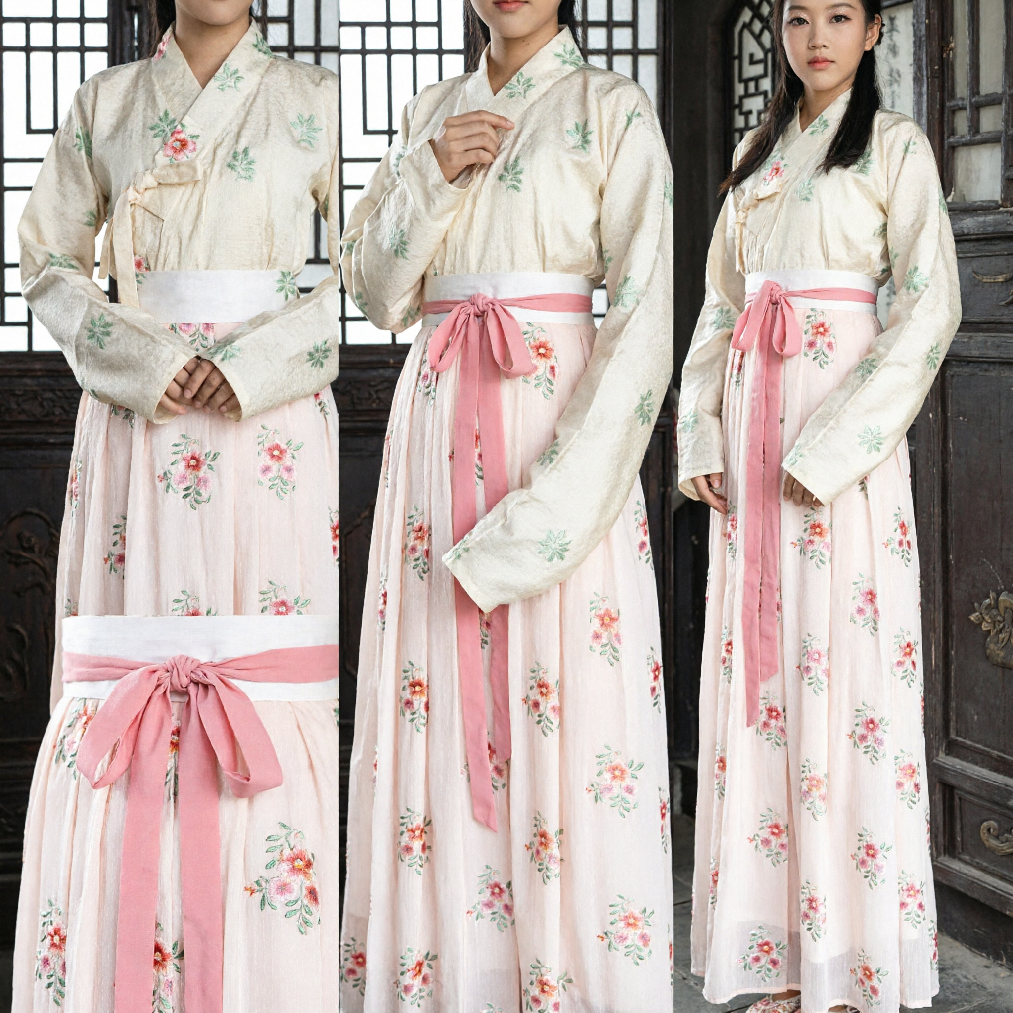Elegant Traditional Chinese Hanfu Costume for Women Ancient Floral Embroidery Ming Dynasty Style Historical Dress - Asian Costume
